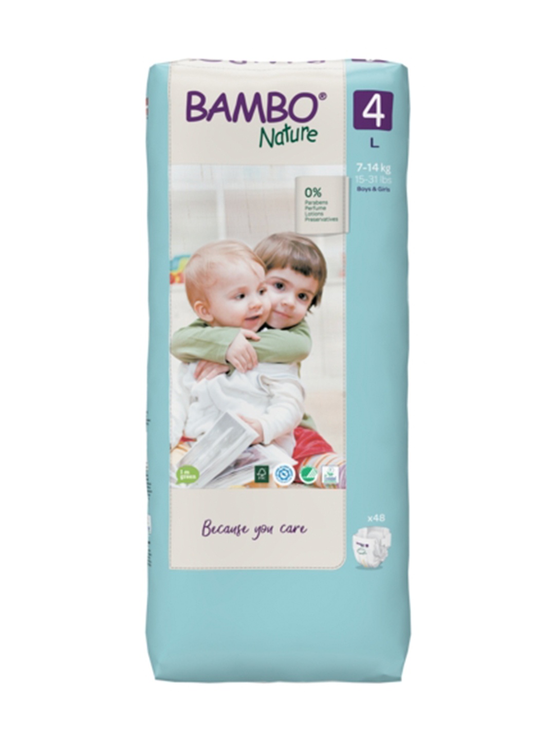 

Bambo Nature Eco-friendly Large Tape Diapers with Wetness Indicator 48 Pcs, White