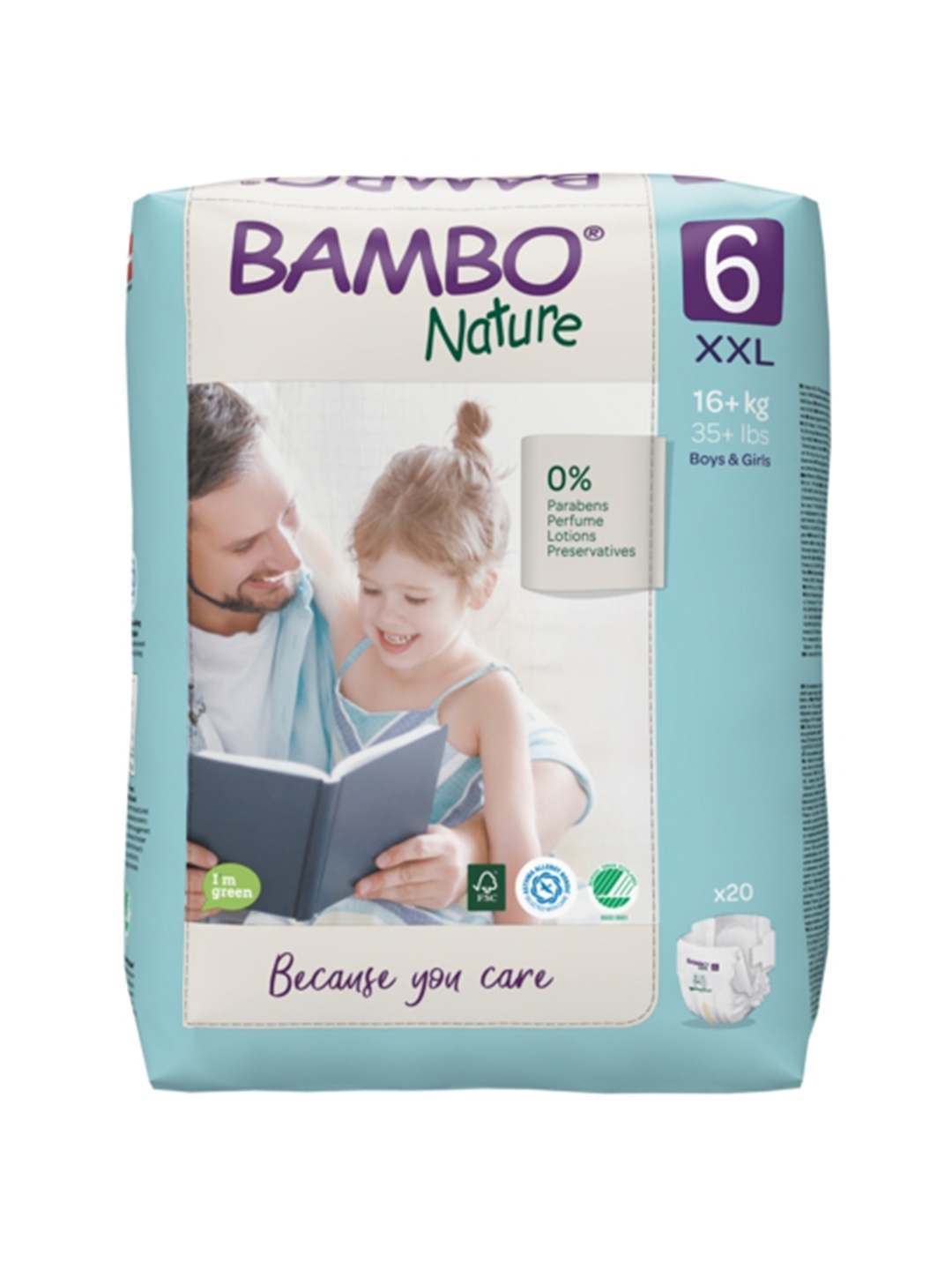 

Bambo Nature Eco-friendly Tape XXL Diapers With Wetness Indicator - 20 Pcs, White