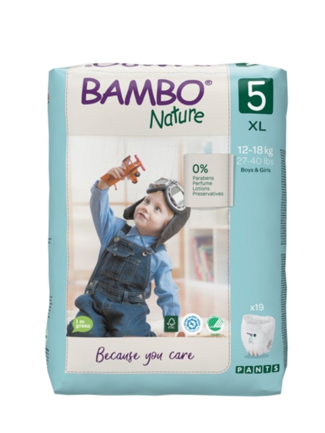 

Bambo Nature Eco-friendly XL Pant Diapers with Wetness Indicator 19 Pcs, White