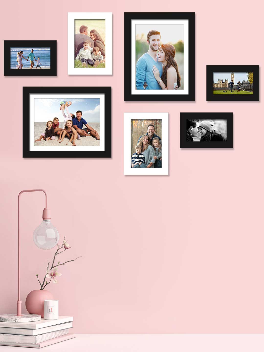 

Art Street Set Of 7 Black & White Solid Individual Photo Frames