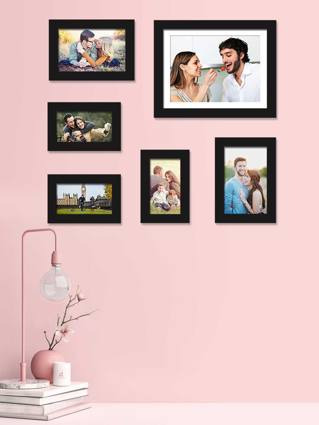 

Art Street Set Of 6 Black Solid Individual Photo Frames