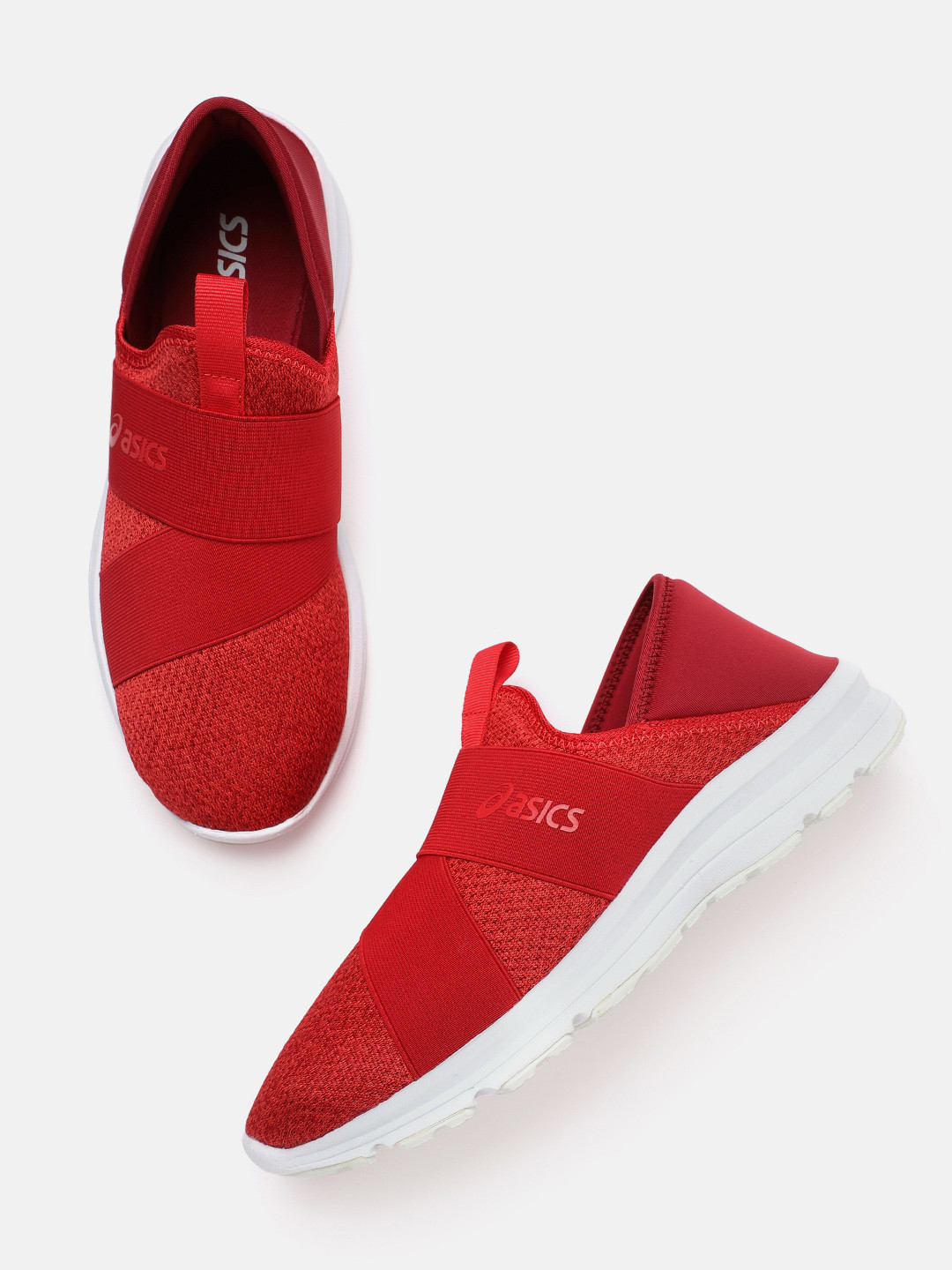 

ASICS Men Red Woven design Gel Tolerence Slip-On Sneakers