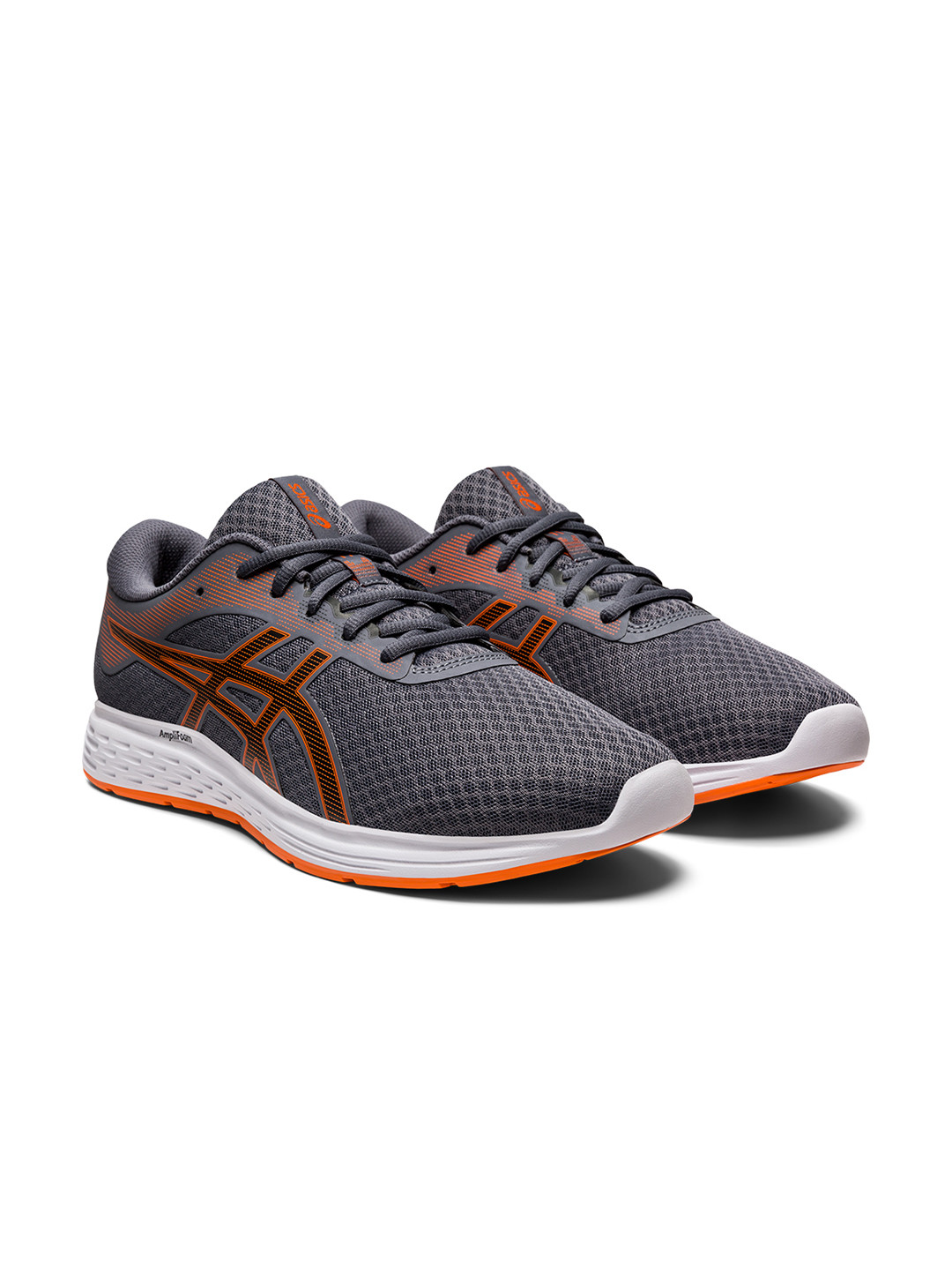 

ASICS Men Charcoal Grey & Orange Woven Design PATRIOT 11 Running Shoes