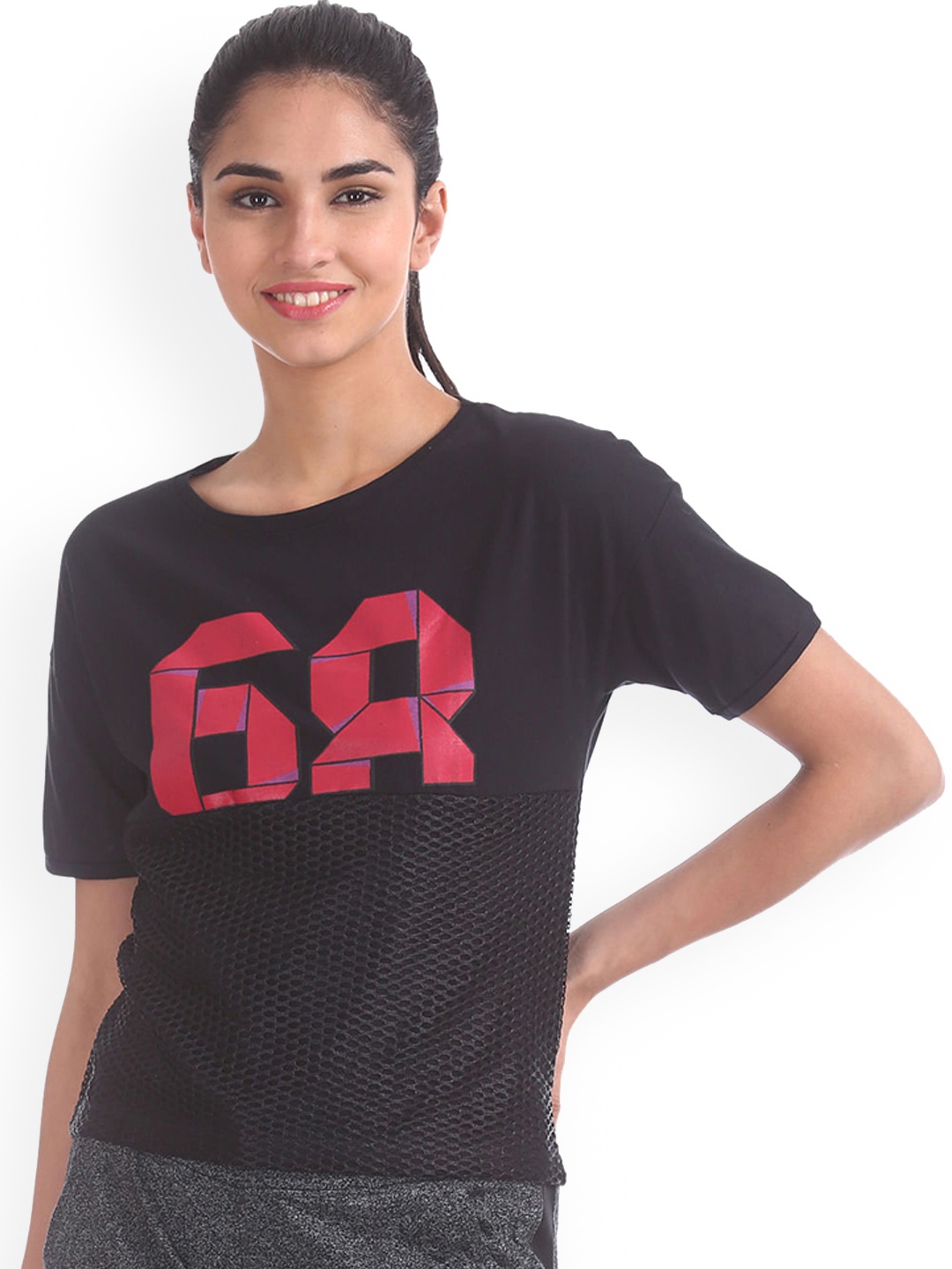 

Sugr Women Black Printed Pure Cotton Top