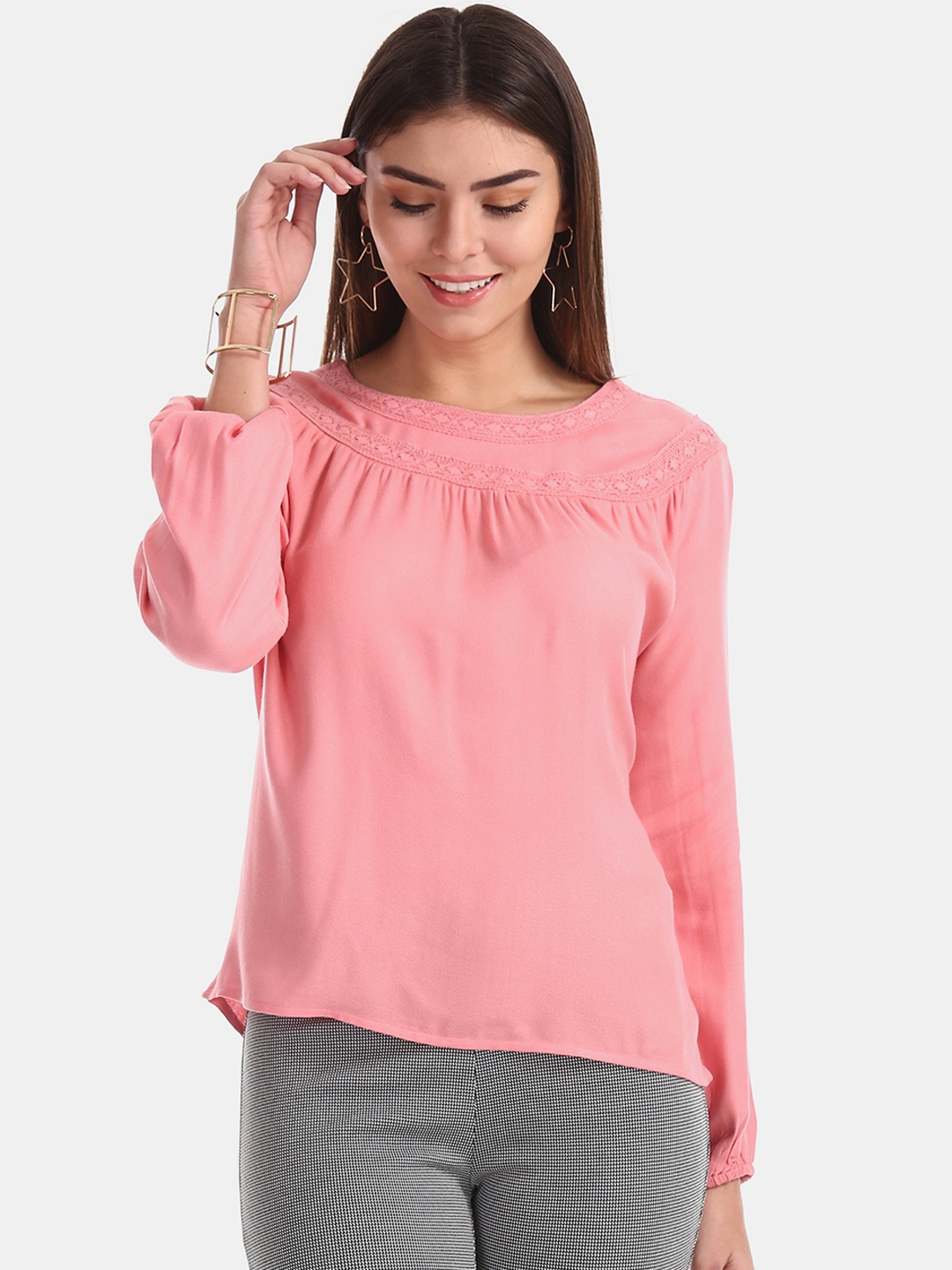 

Cherokee Women Pink Self Design Top