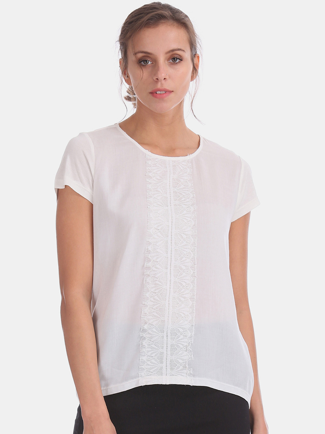 

Cherokee Women White Self Design Top