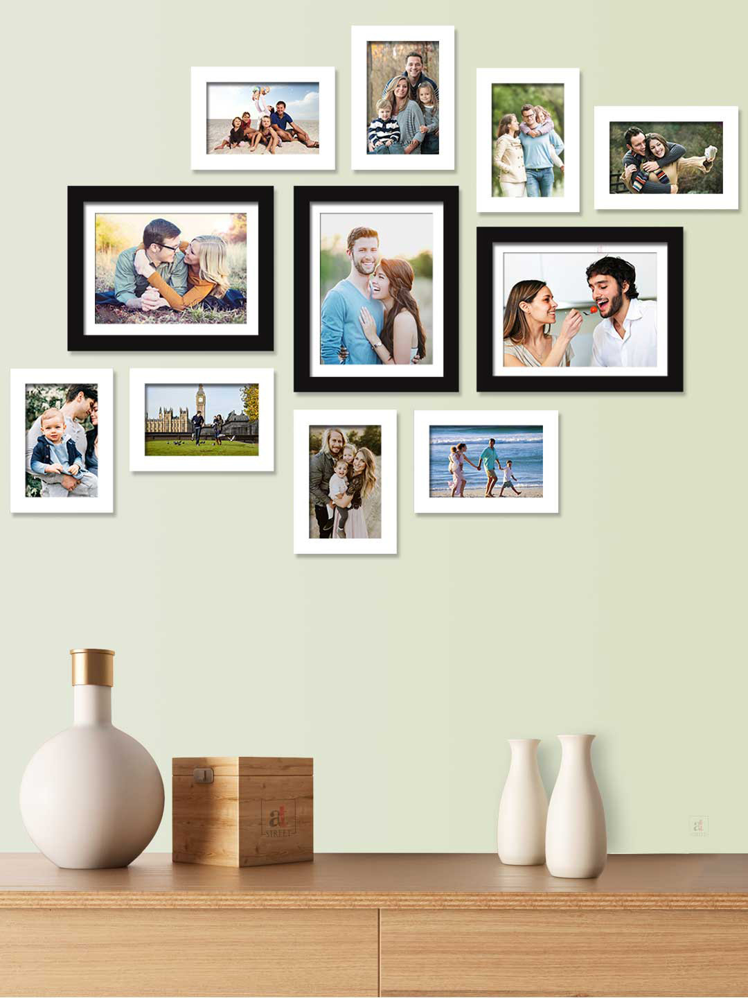 

Art Street Set Of 11 Black & White Solid Individual Photo Frames