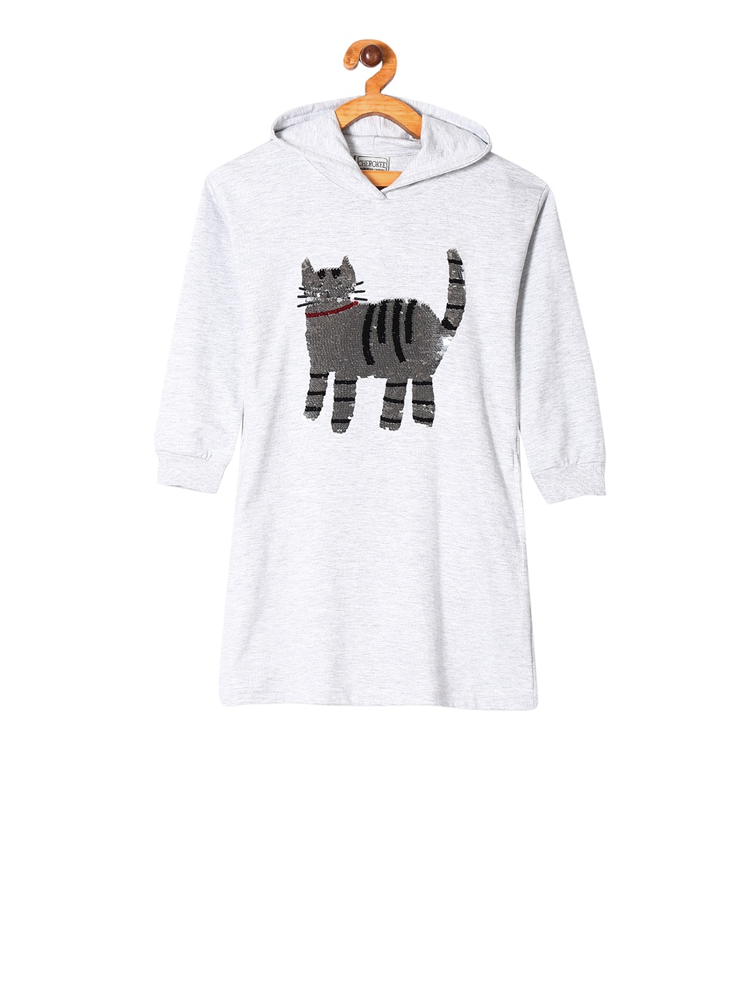 

Cherokee Girls Grey Embellished T-shirt Hooded Knitted Dress