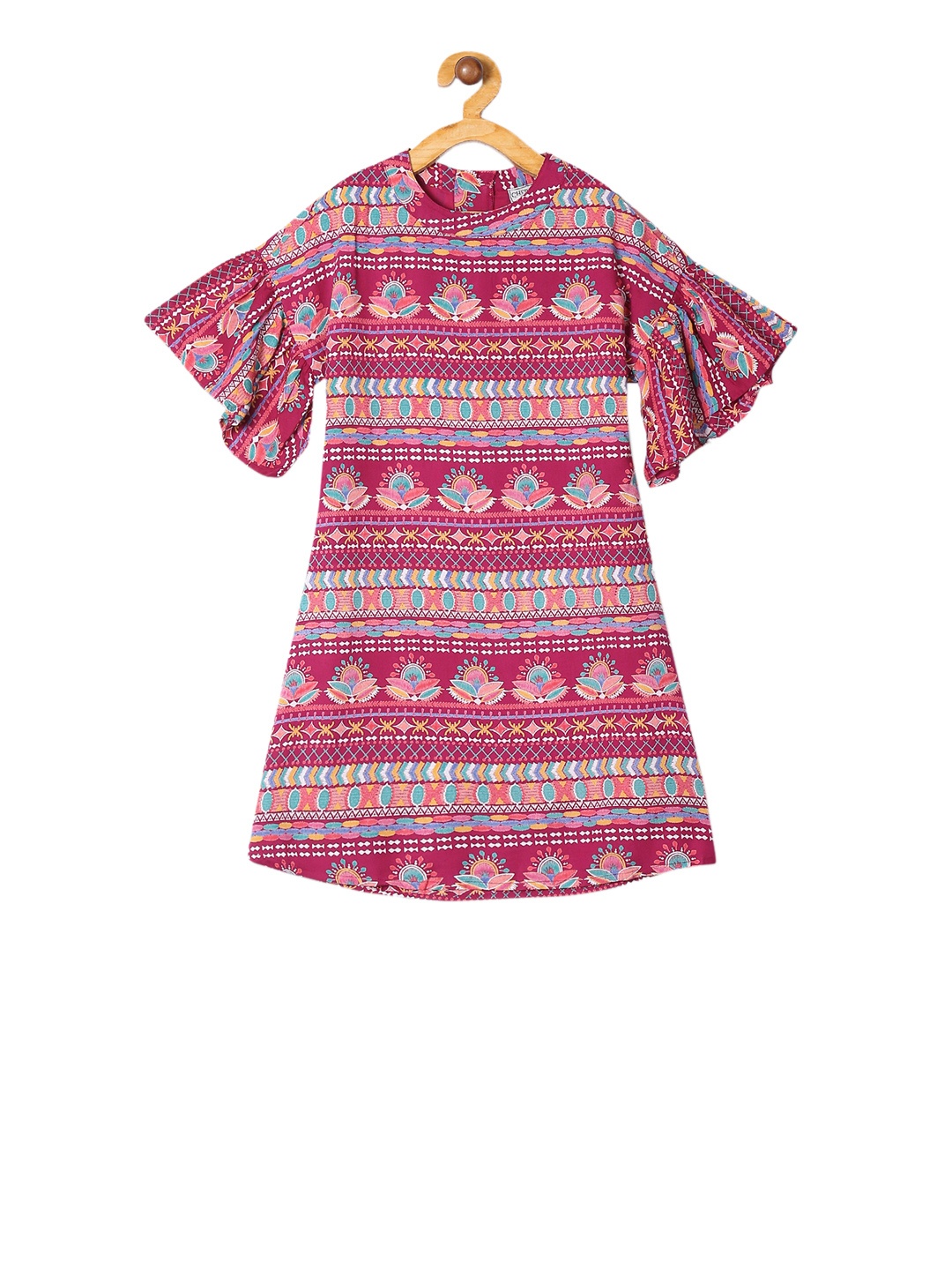 

Cherokee Girls Fuchsia Pink Floral Printed A-Line Dress