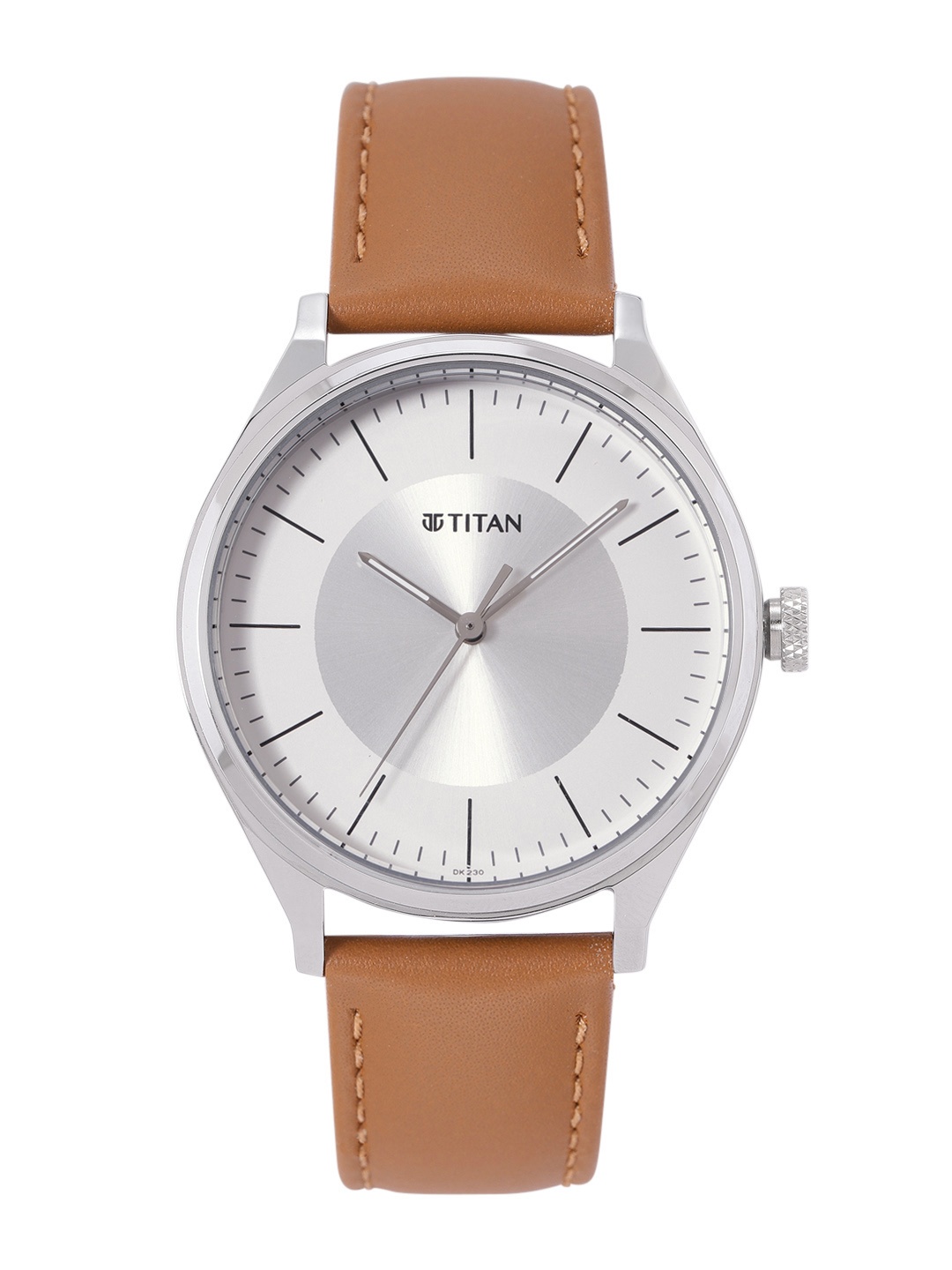 Titan Men Leather Straps Analogue Watch 1802SL07, Silver