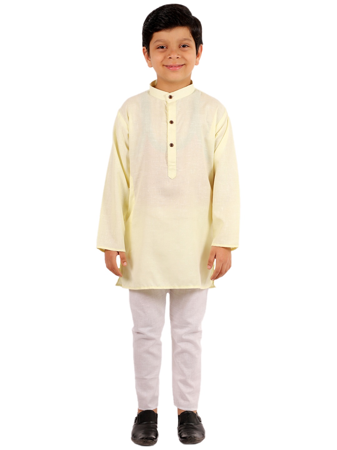

Superminis Boys Lemon Green & White Solid Kurta with Pyjamas, Lime green