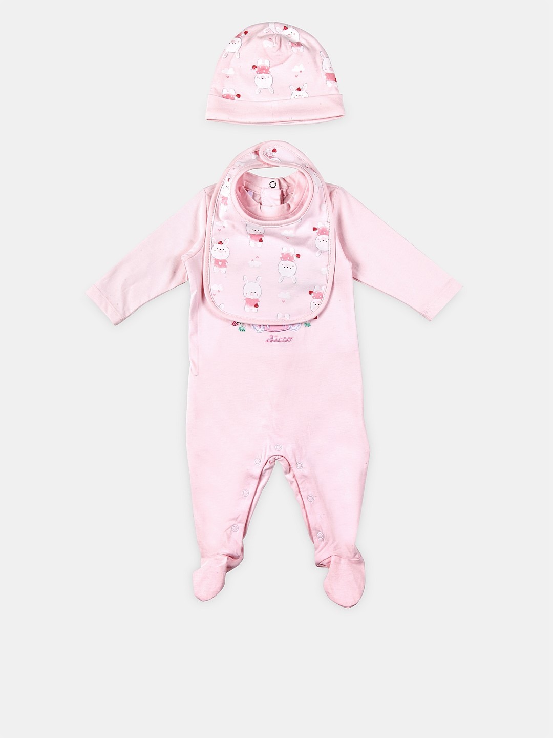 

Chicco Girls Pink Printed Babysuit Bib & Hat Gift Set