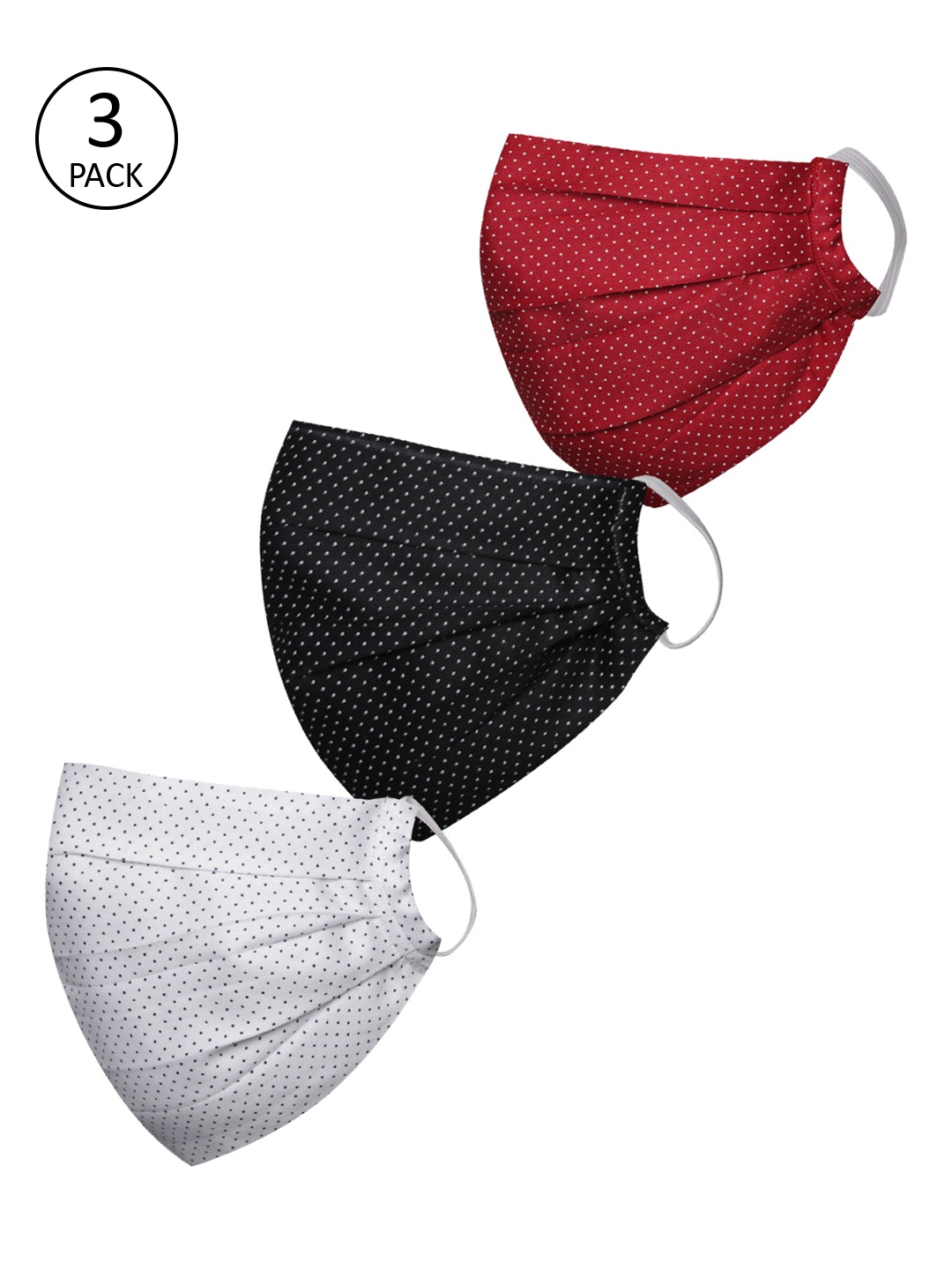 

JBN Creation Kids Printed 3 Pcs 2-Ply Reusable Anti-Pollution Cloth Outdoor Masks, Maroon