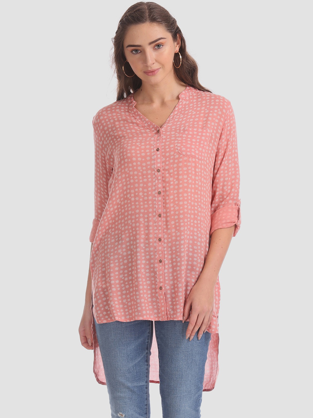 

Cherokee Pink Floral Print Shirt Tunic