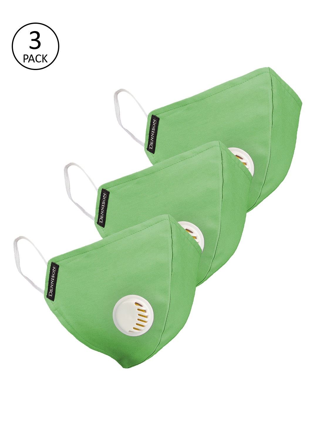 

DENNISON Green 3 Pcs 2 Ply Outdoor Protective Masks With Valve Filter