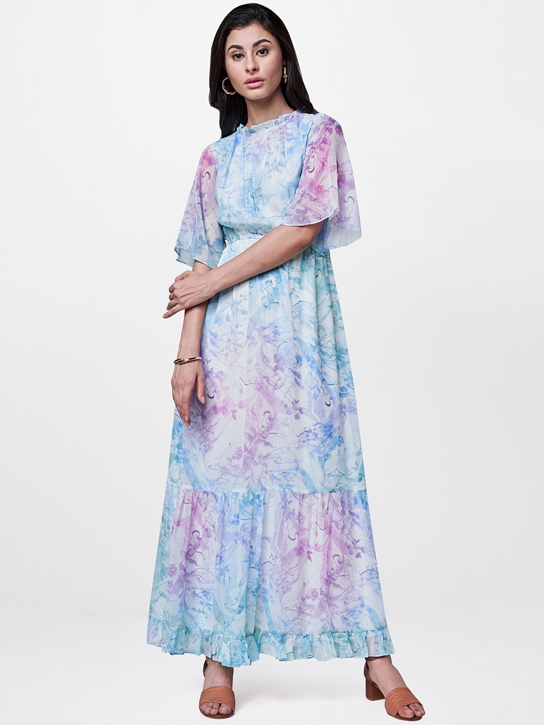 

AND Women Blue Floral Printed Maxi Dress