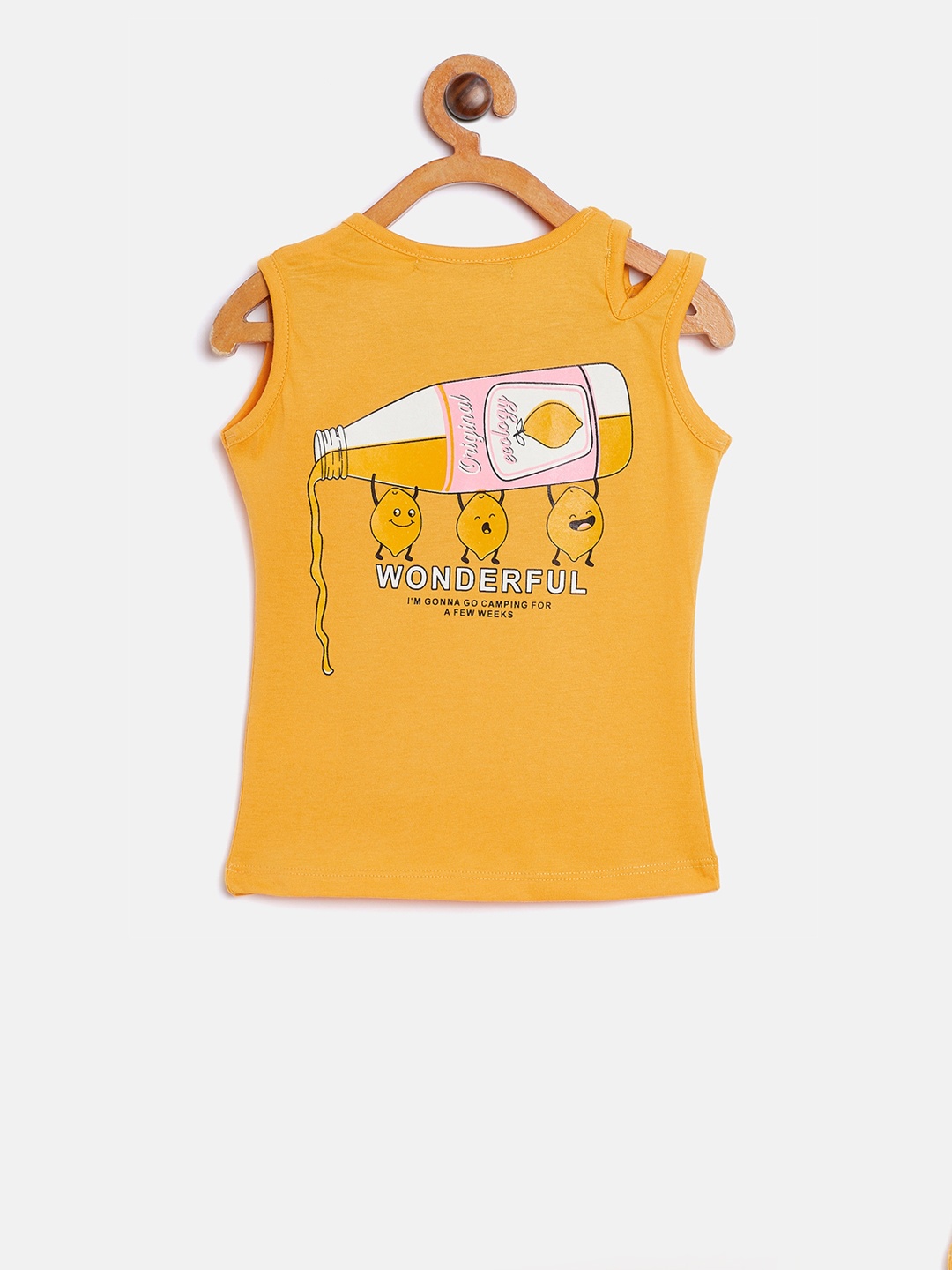 

Nins Moda Girls Mustard Yellow & White Printed A-Line Top