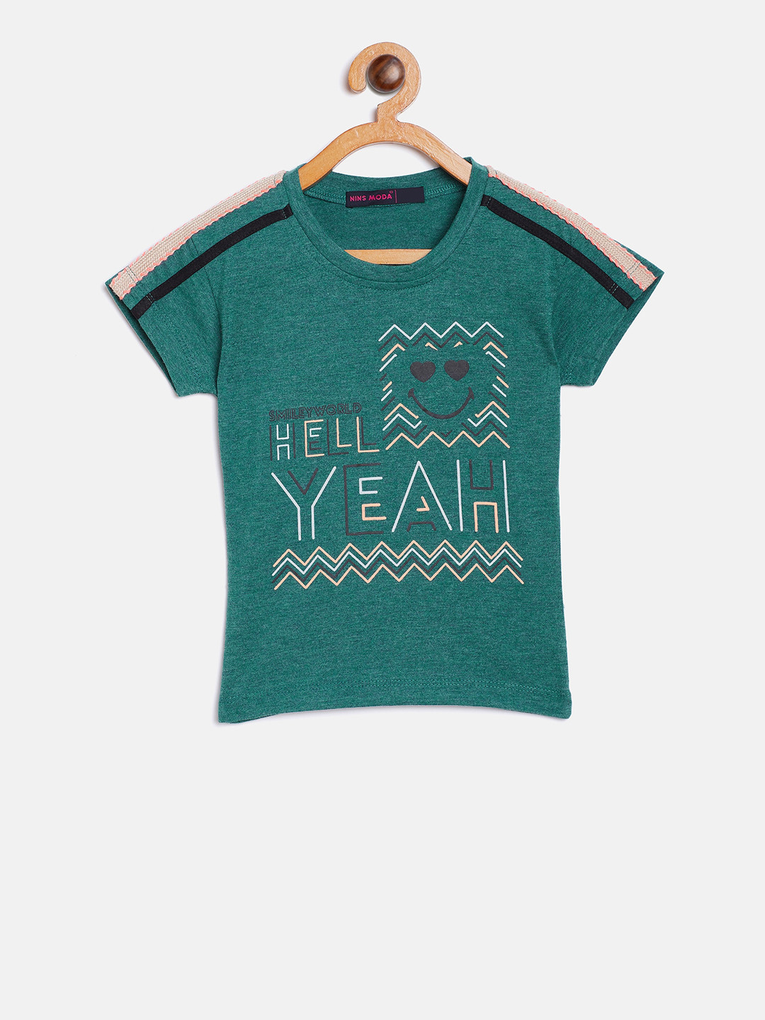 

Nins Moda Girls Green Printed Top