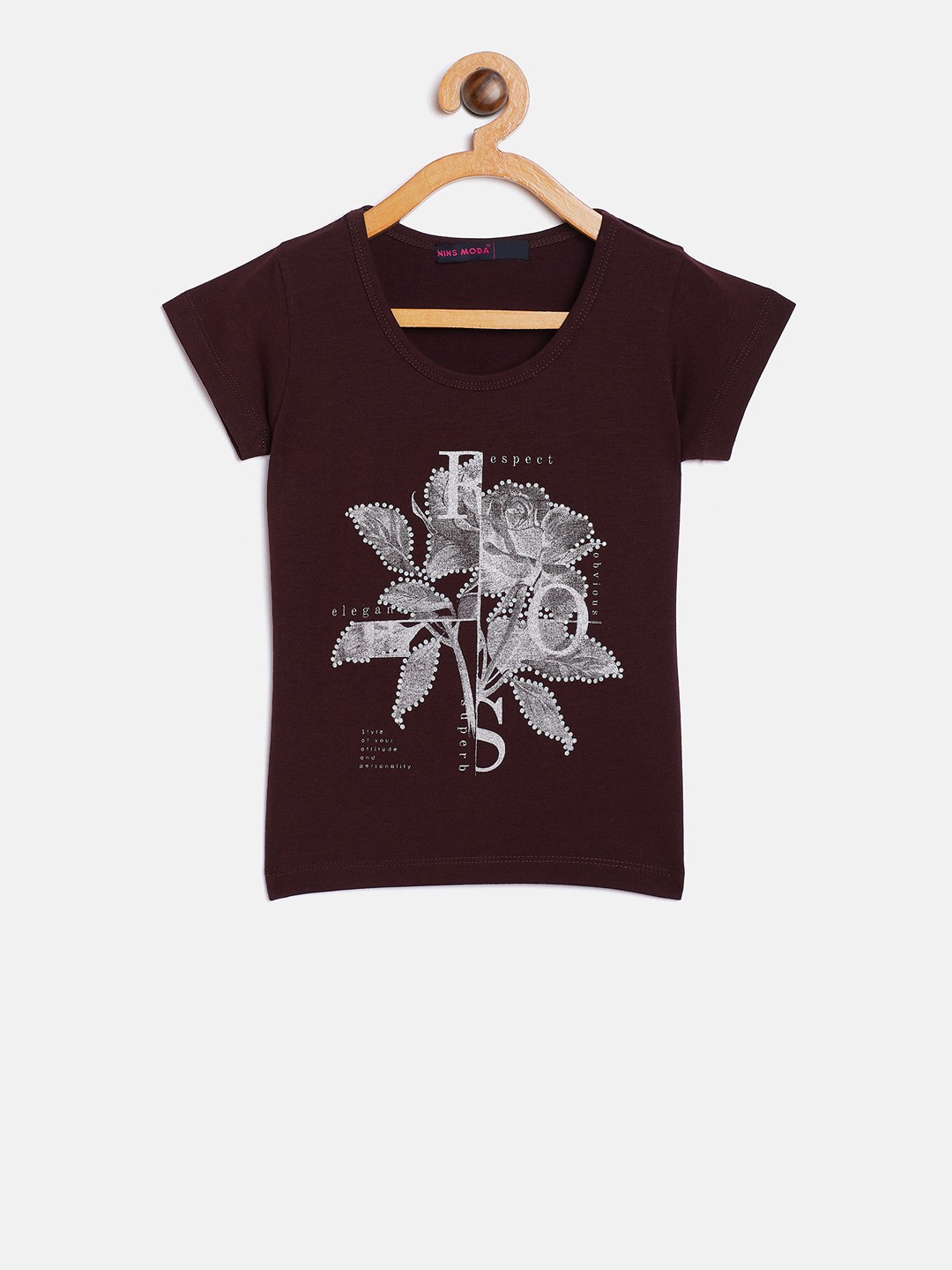 

Nins Moda Girls Burgundy Printed Top