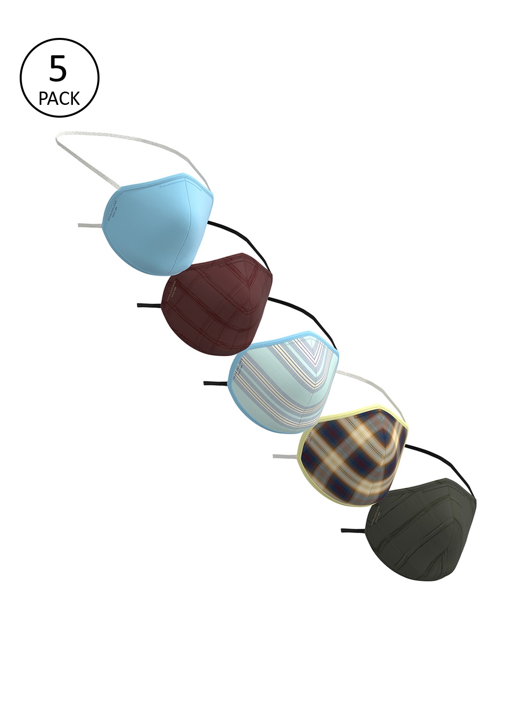 

Peter England Men Assorted Pack of 5 3 Ply Fabric Mask
