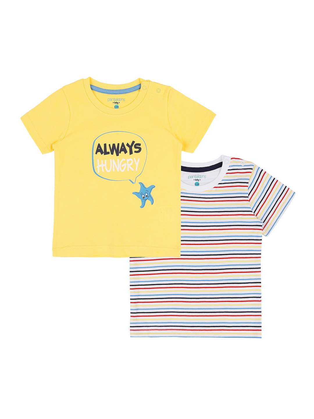 

Pantaloons Baby Boys Pack of 2 Round Neck T-shirts, Yellow