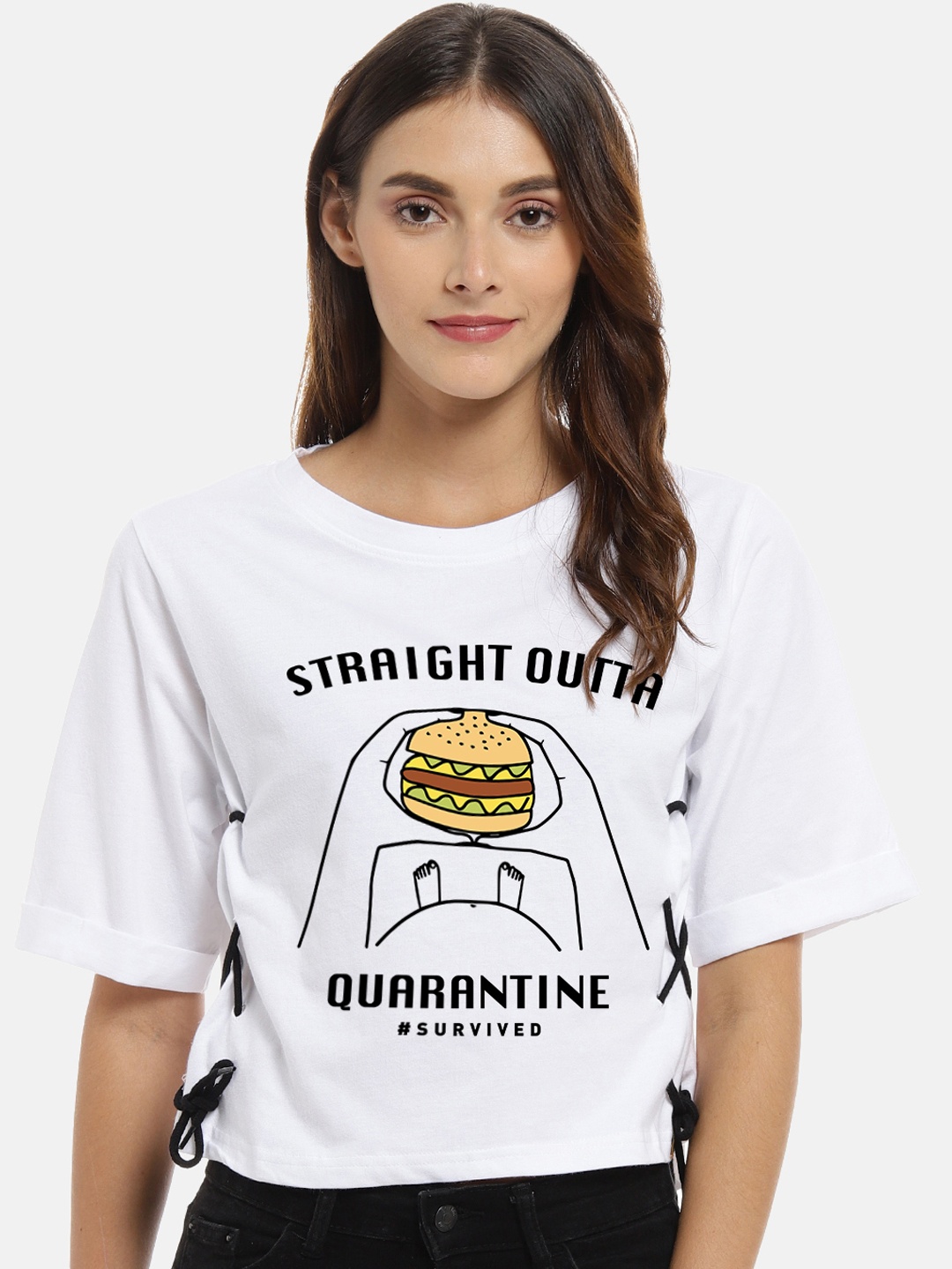 

Campus Sutra Women White Printed Pure Cotton Top