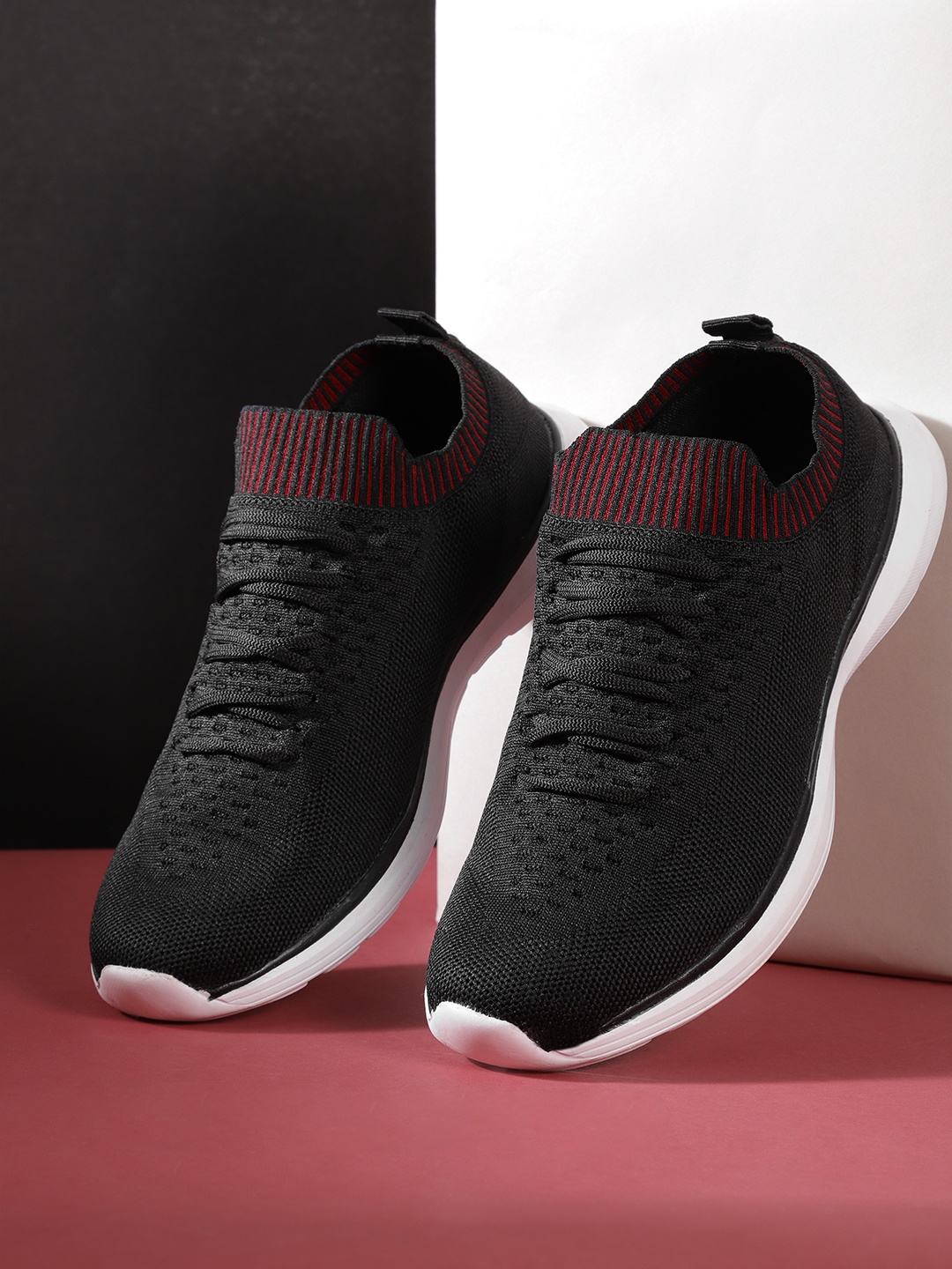 

Crew STREET Men Black Woven Design Running Shoes