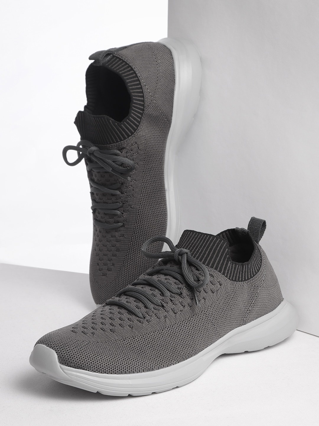 

Crew STREET Men Charcoal Grey Woven Design Running Shoes