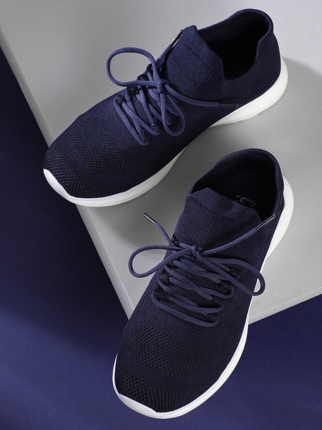 

Crew STREET Men Navy Blue Woven Design Running Shoes