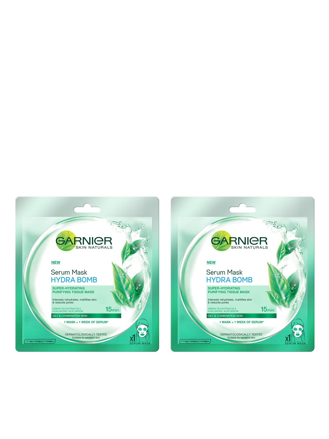 

Garnier Women Pack of 2 Hydra Bomb Green Tea Serum Mask