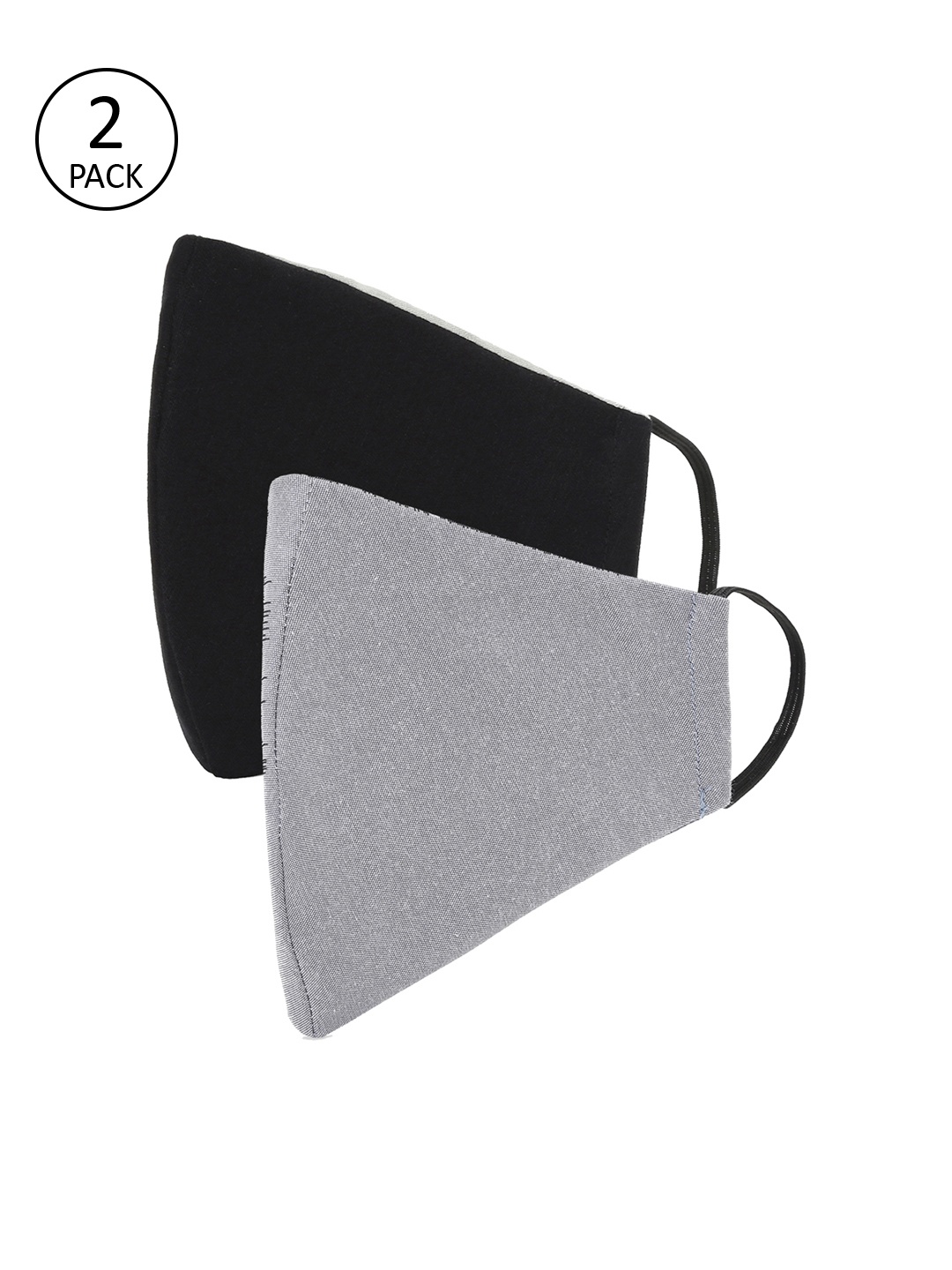 

AKSHARA Kids 2 Pcs 2-Ply Reusable Protective Fabric Masks, Black