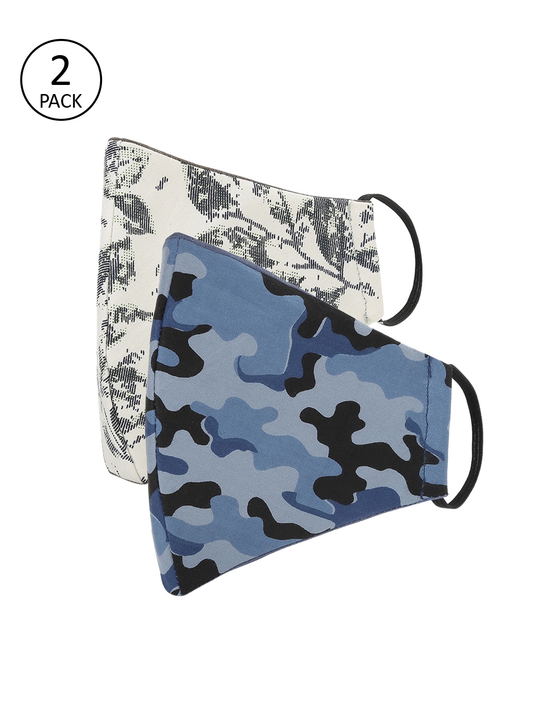 

AKSHARA Kids 2 Pcs 2-Ply Reusable Protective Fabric Masks, Off white