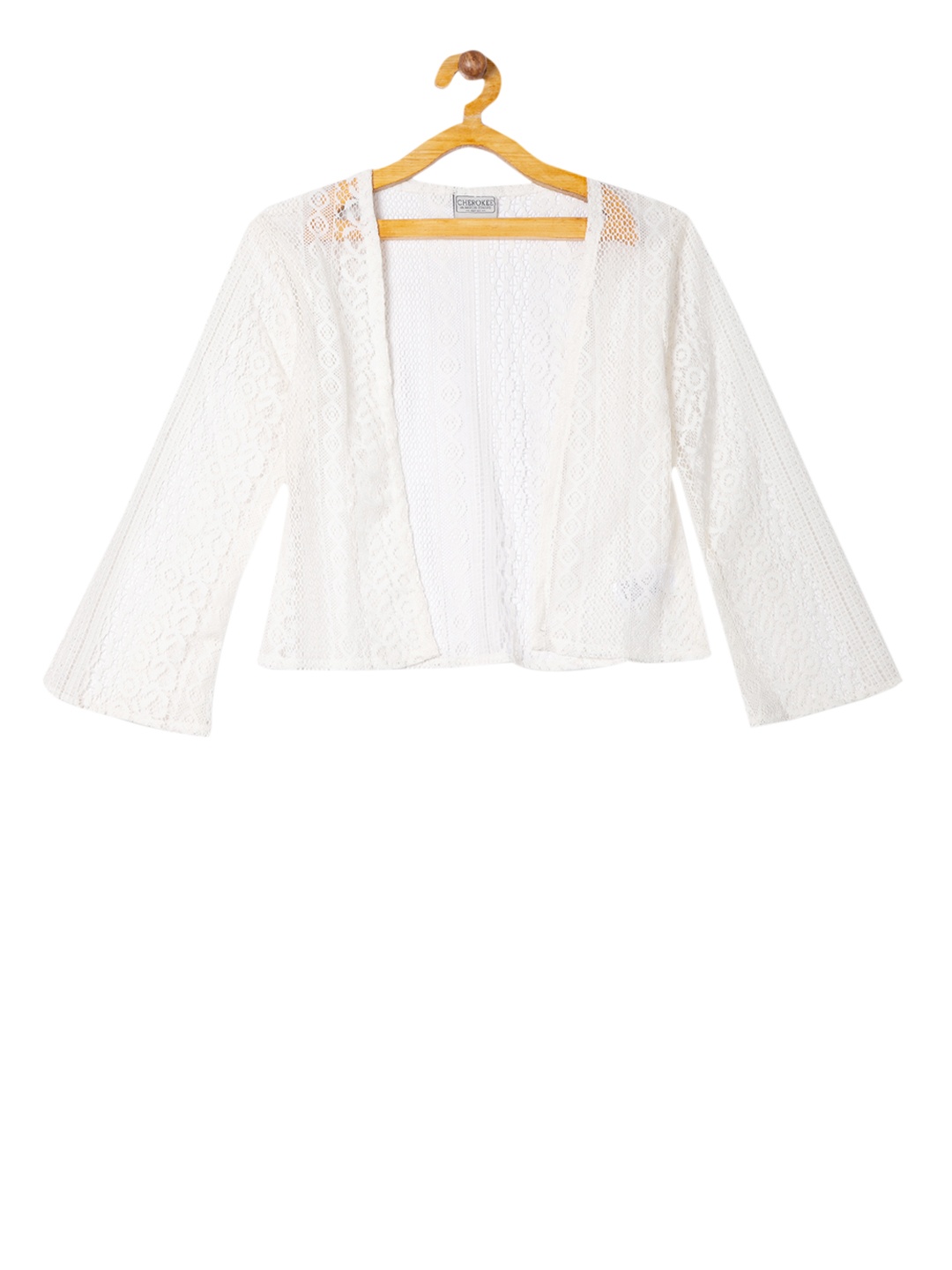 

Cherokee Girls White Lace Open Front Shrug