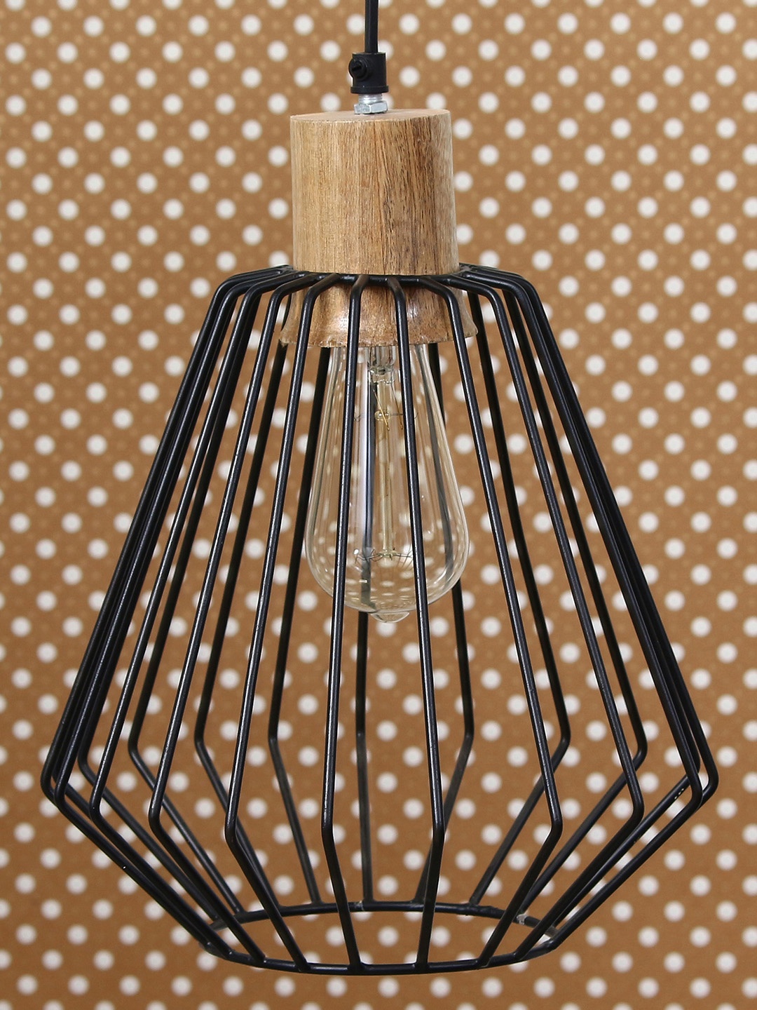 

eCraftIndia Black Solid Edison Filament Diamond Cage Hanging Light