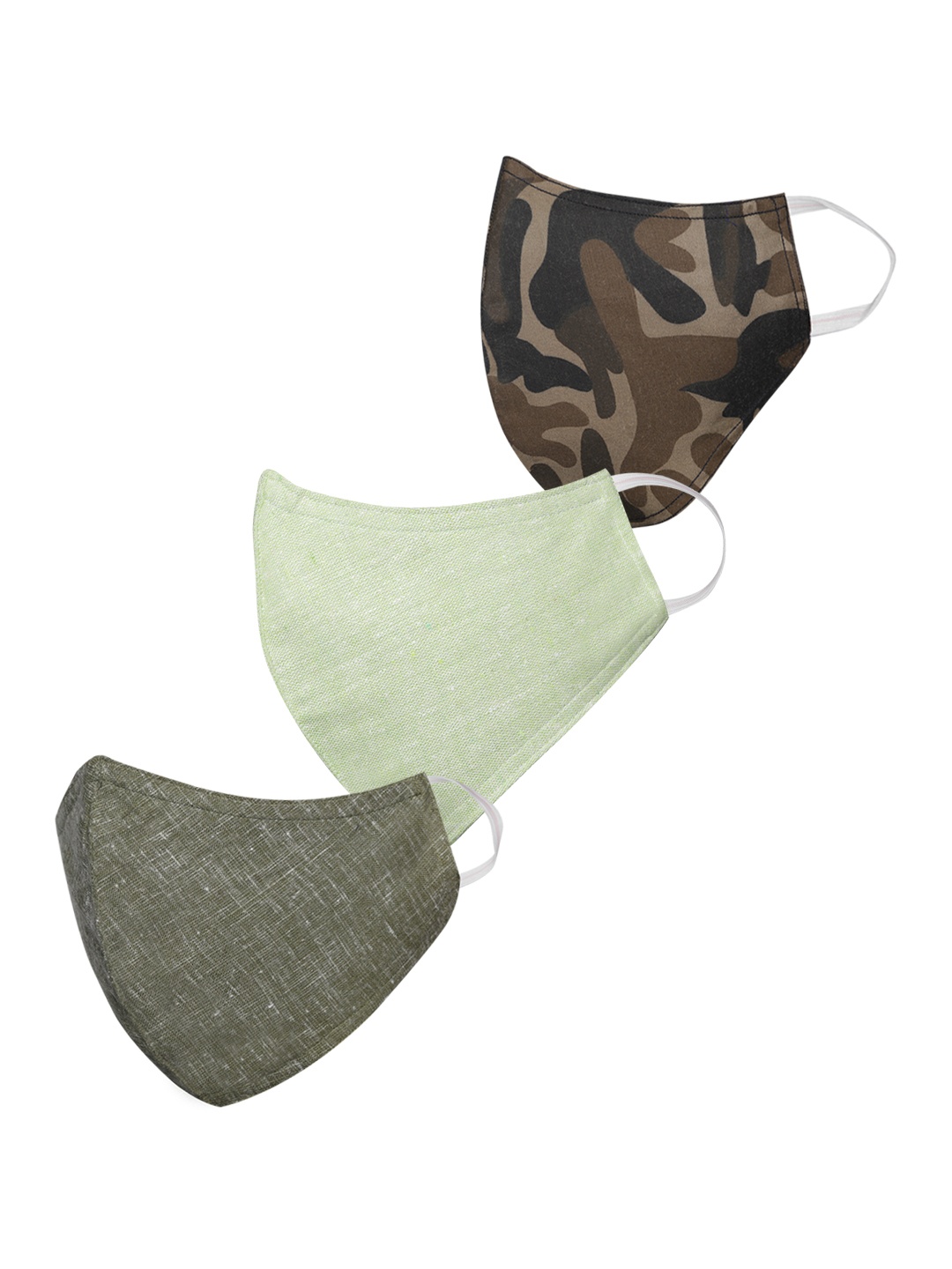 

VASTRAMAY Unisex Set of 3 Reusable 3-Ply Protective Outdoor Face Masks, Olive