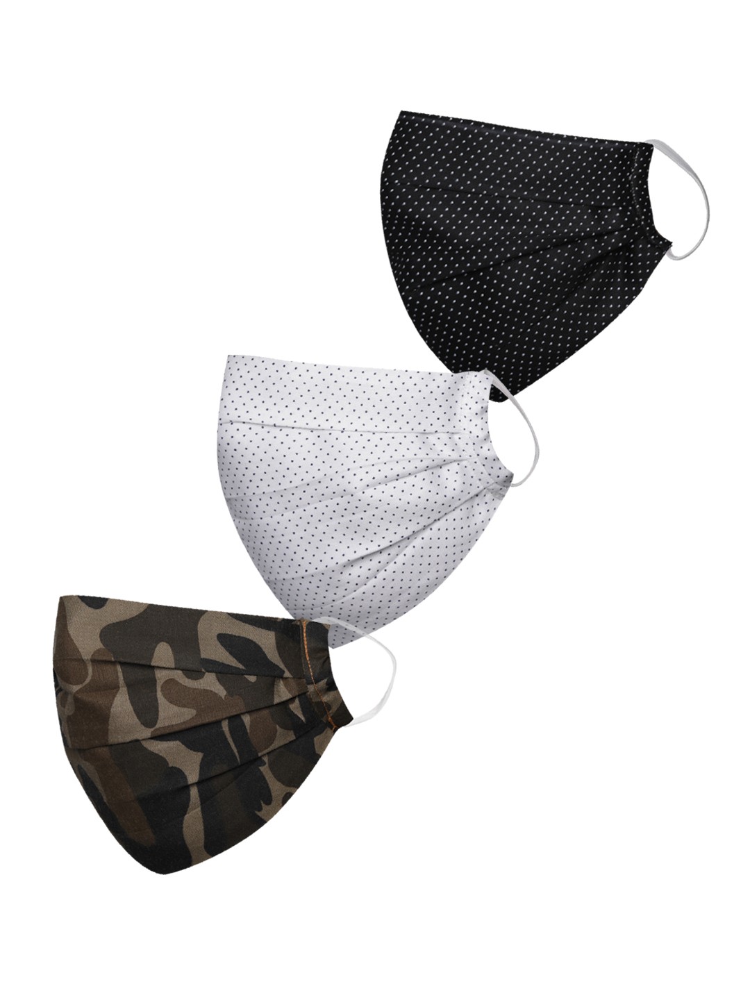 

VASTRAMAY Unisex Set of 3 Reusable 2-Ply Printed Protective Outdoor Cloth Face Masks, White