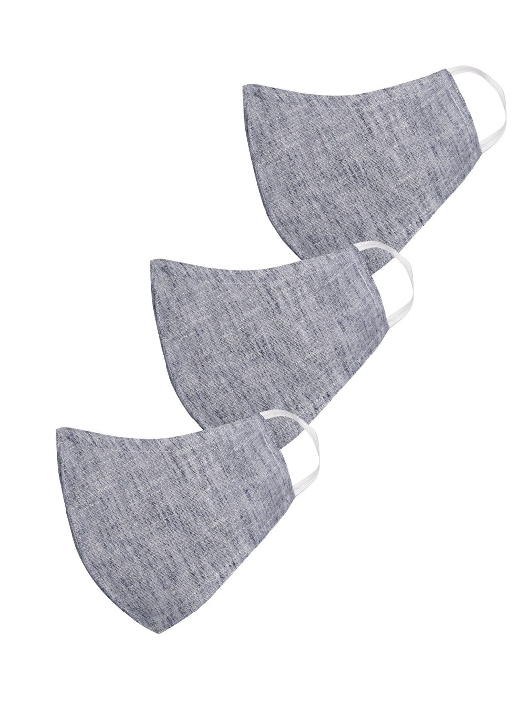 

VASTRAMAY Unisex Set of 3 Grey Melange Reusable 3-Ply Protective Outdoor Cloth Face Masks