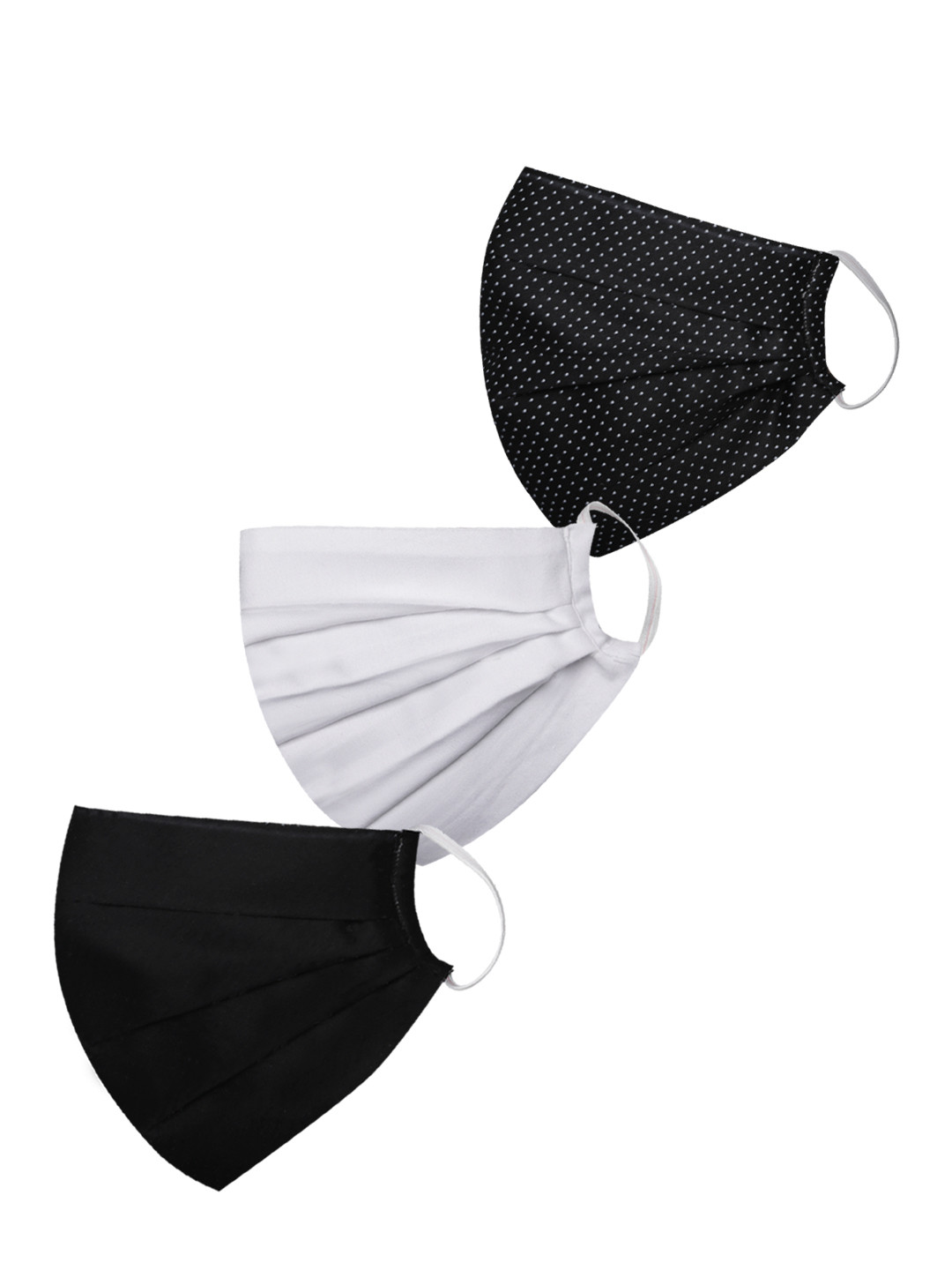 

VASTRAMAY Unisex Set of 3 Reusable 2-Ply Pleated Protective Outdoor Cloth Face Masks, White