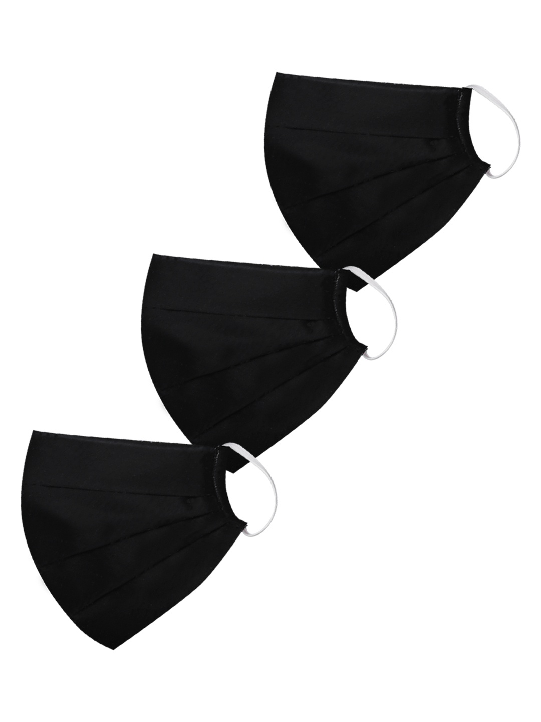 

VASTRAMAY Unisex Set of 3 Reusable 2-Ply Black Solid Protective Outdoor Face Masks