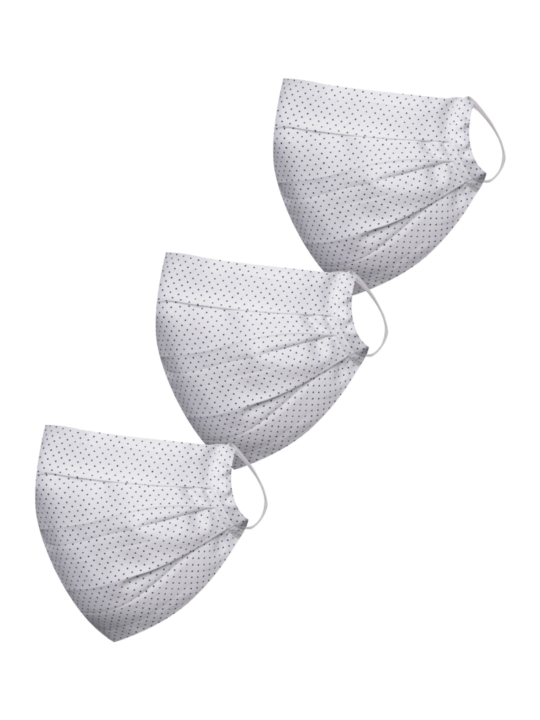 

VASTRAMAY Unisex Set of 3 White Ditsy Print 2-Ply Reusable Protective Outdoor Cloth Masks