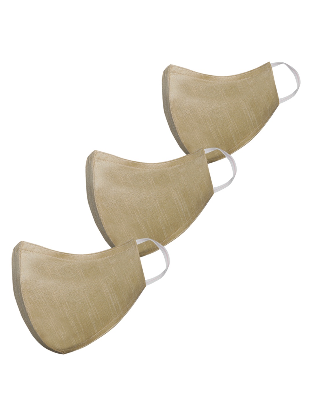 

VASTRAMAY Adults Beige Solid Pack of 3 Reusable 3-Layer Outdoor Masks