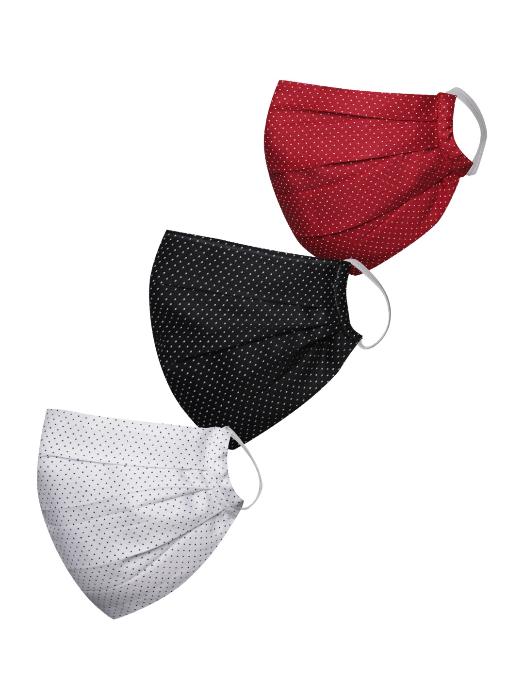 

VASTRAMAY Unisex Set of 3 Reusable 2-Ply Printed Protective Outdoor Cloth Face Masks, Maroon