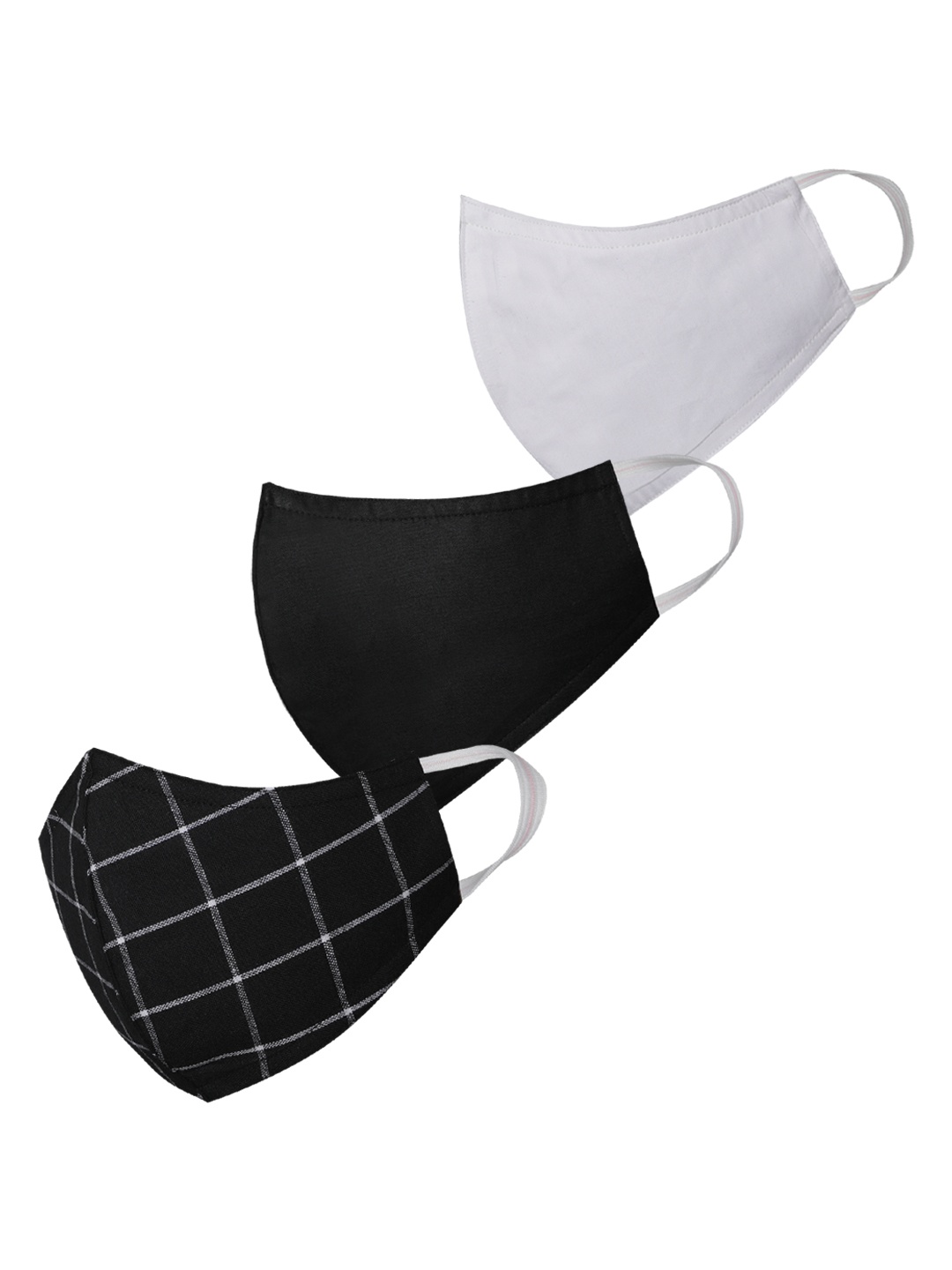 

VASTRAMAY Unisex Set of 3 Reusable 3-Ply Solid Protective Outdoor Cloth Face Masks, Black