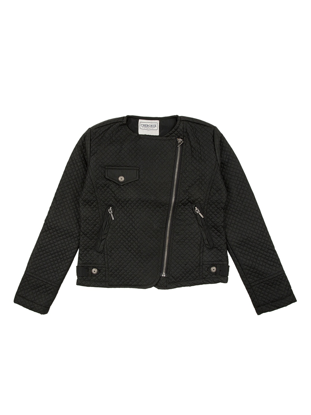 

Cherokee Girls Black Solid Quilted Jacket
