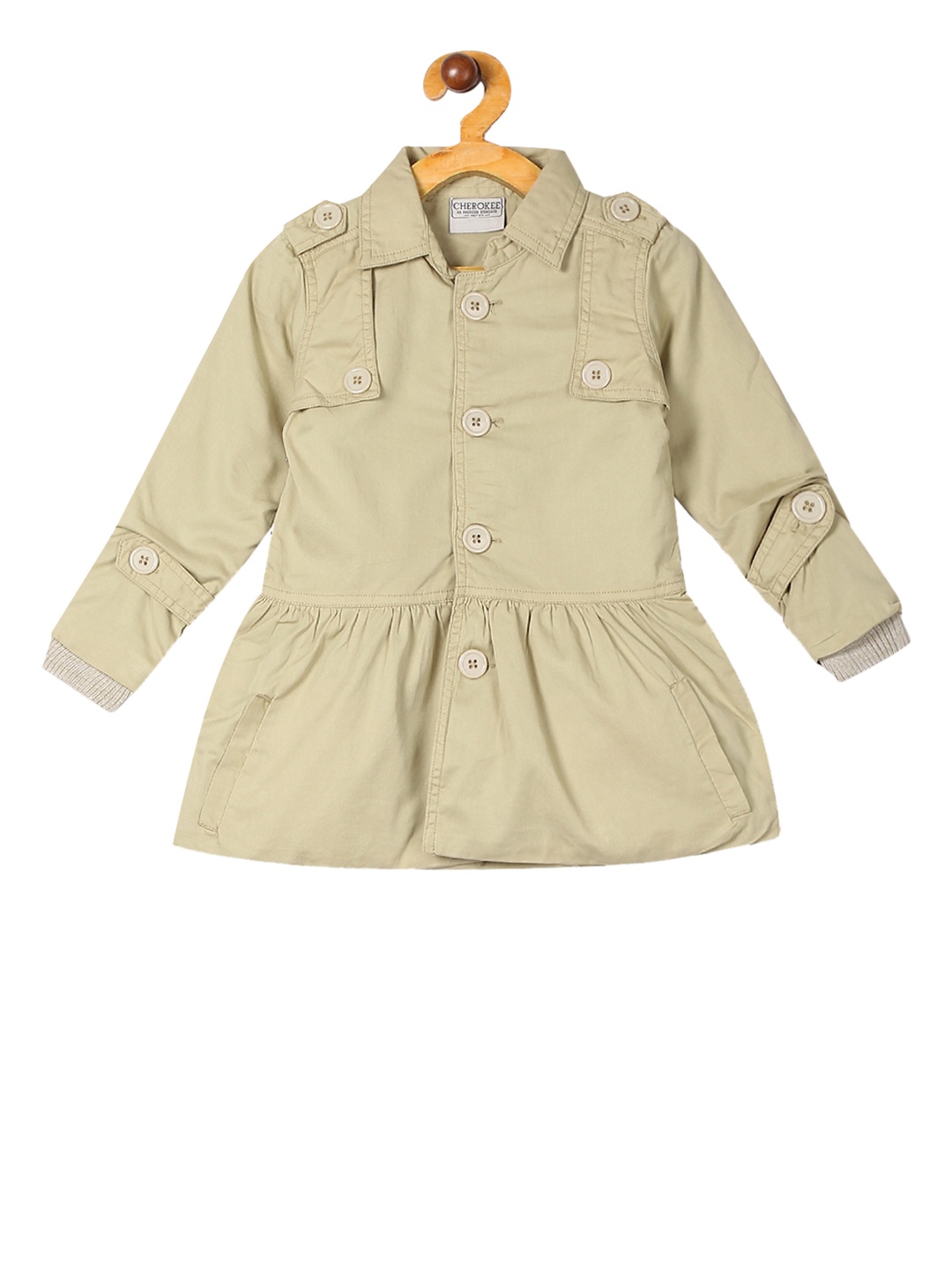 

Cherokee Girls Beige Solid Tailored Jacket