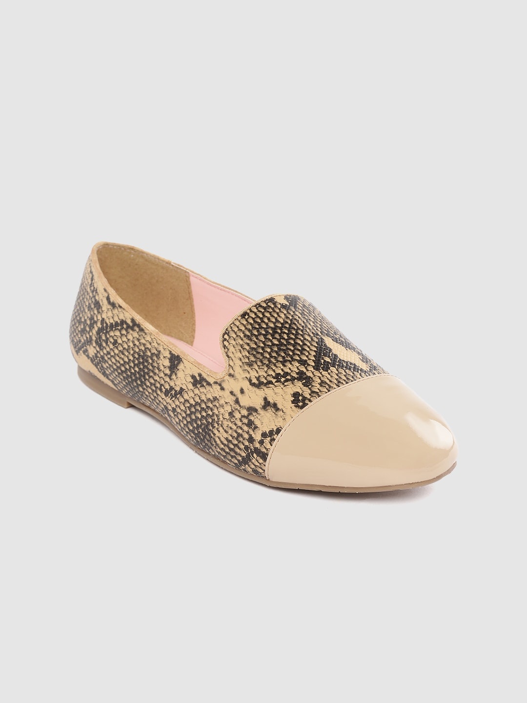 

Carlton London Women Beige & Black Snakeskin Textured Slip-Ons