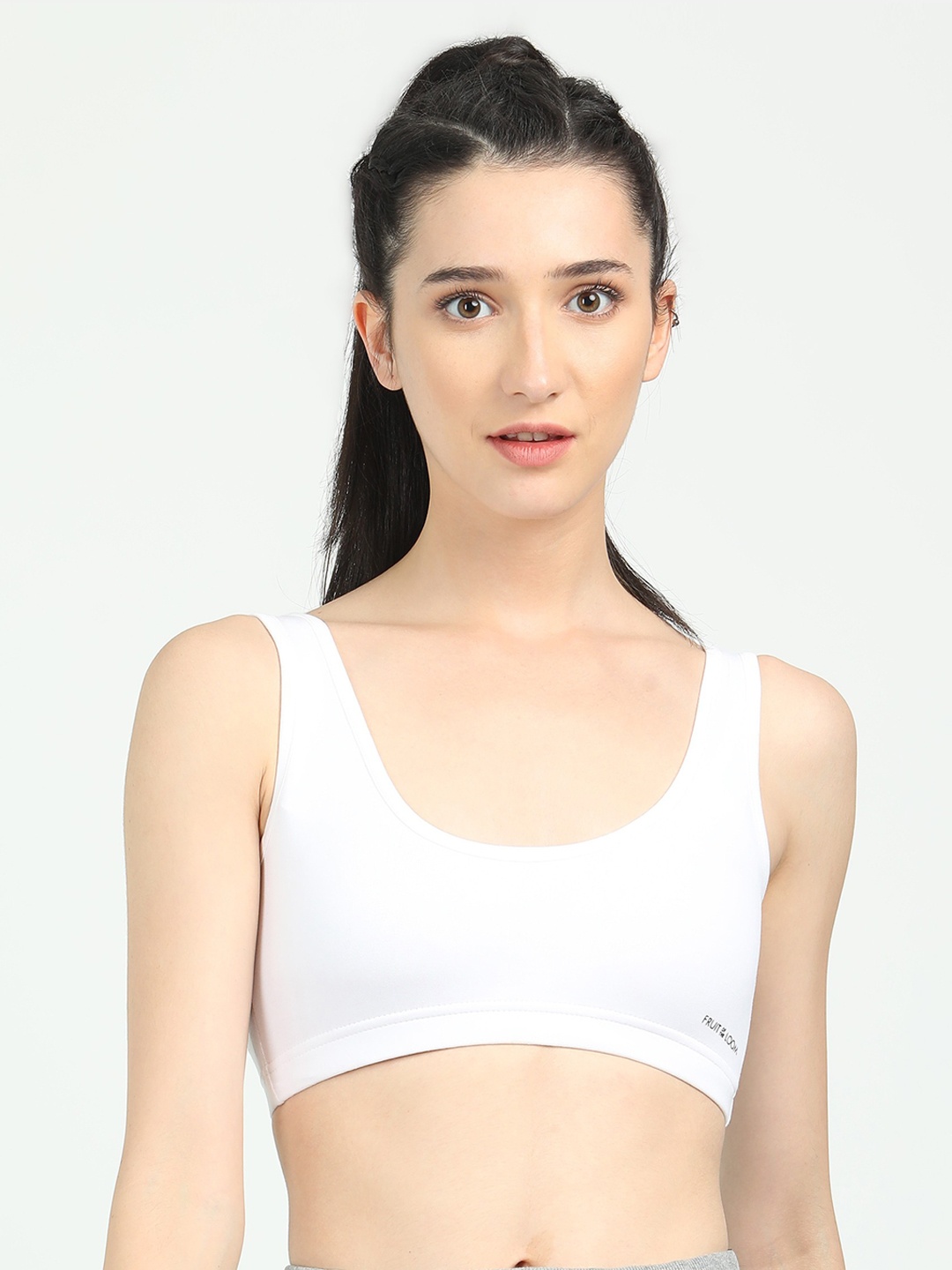 

Fruit of the loom White Solid Non-Wired Non Padded Sports Bra FSTS01-N-A1S2