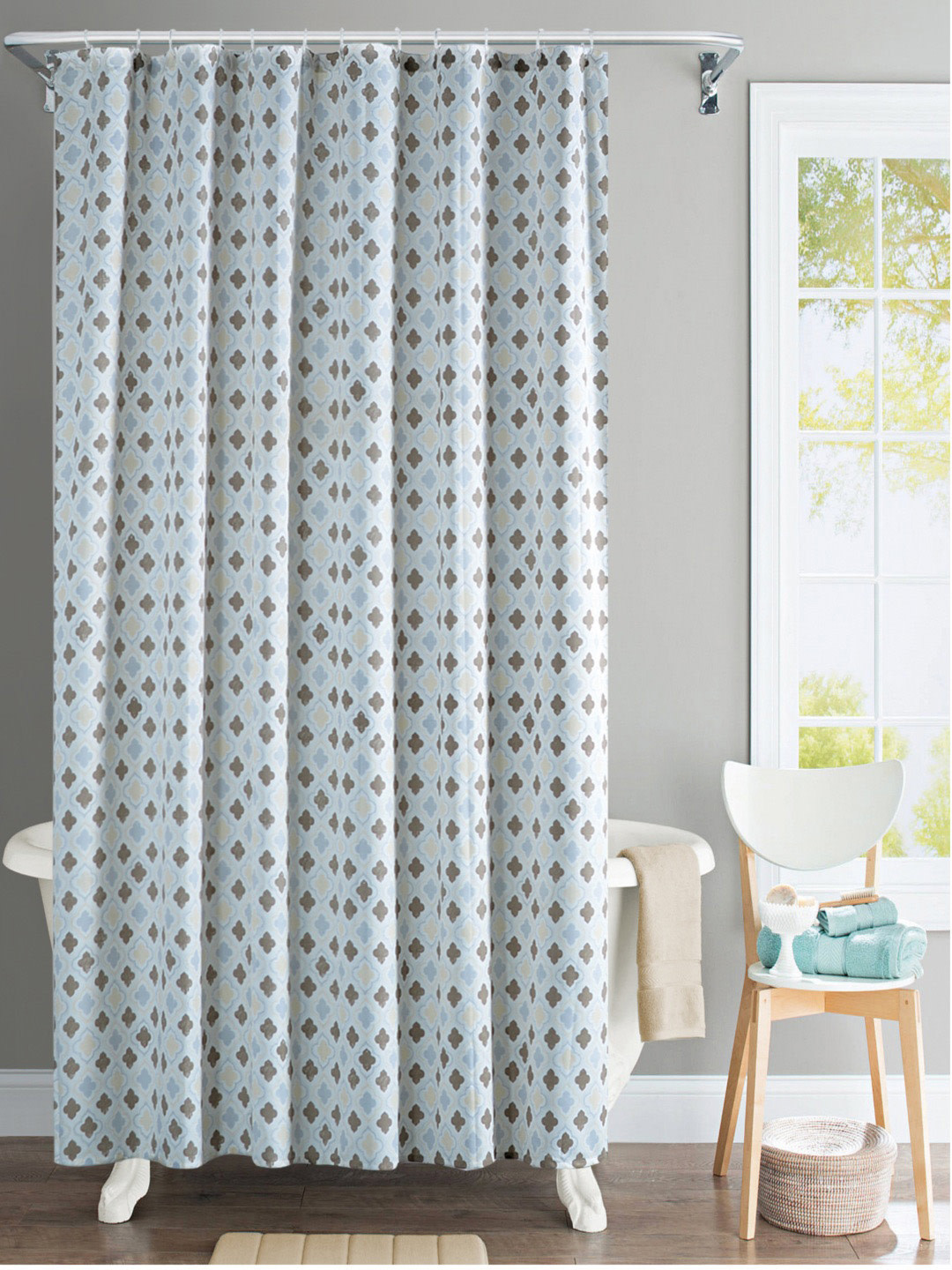 

Deco Window Pack of 2 Blue & Brown Printed Shower Curtains