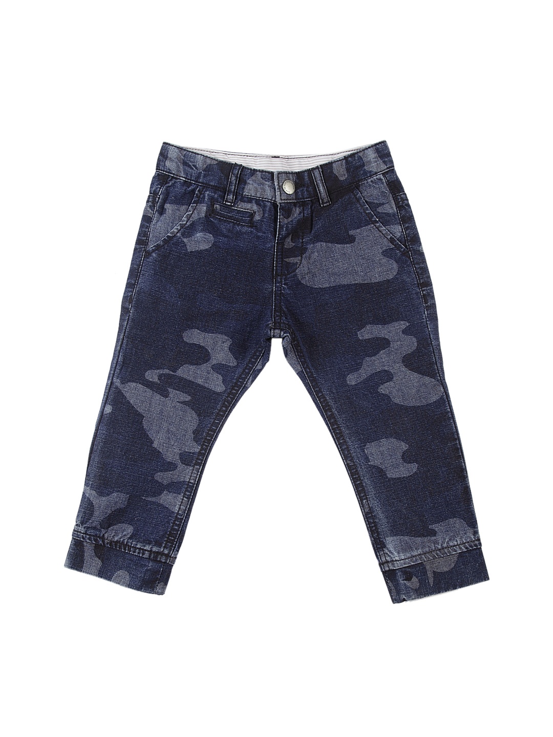 

Chicco Boys Blue & Grey Regular Fit Camouflage Printed Denim Trousers