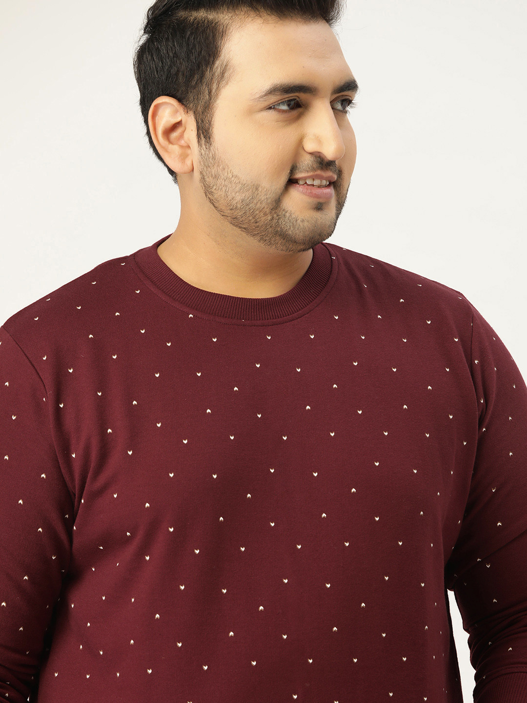 

Sztori Men Plus Size Maroon & Off-White Printed Sweatshirt